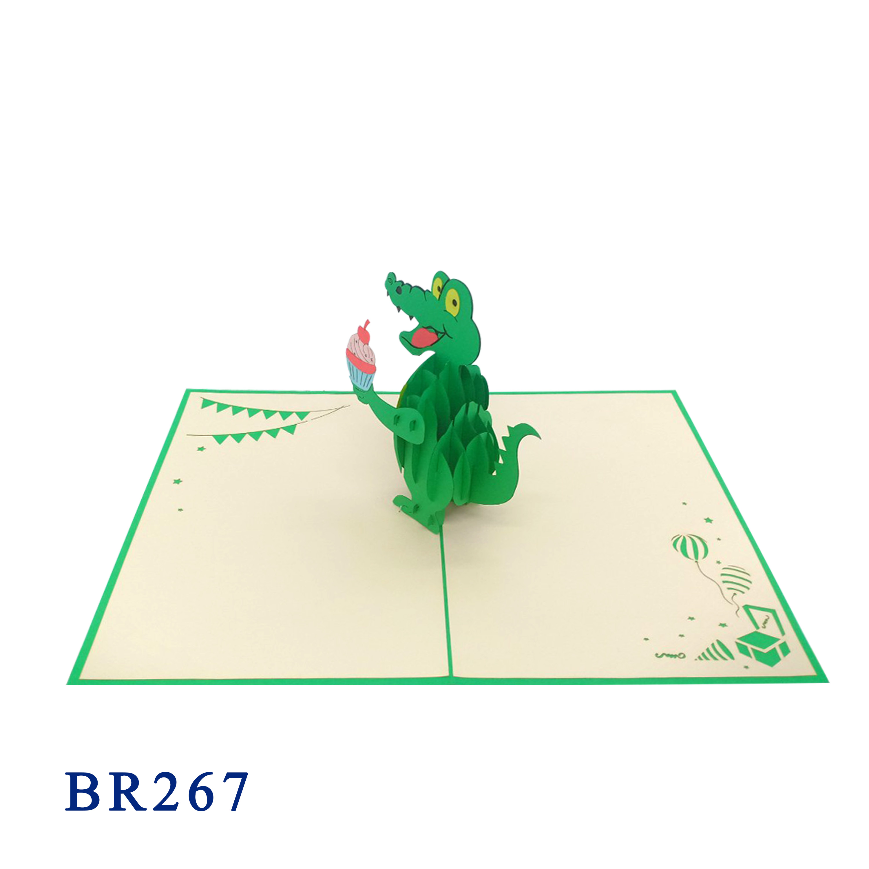Crocodile & Cupcake Birthday Pop Up Card
