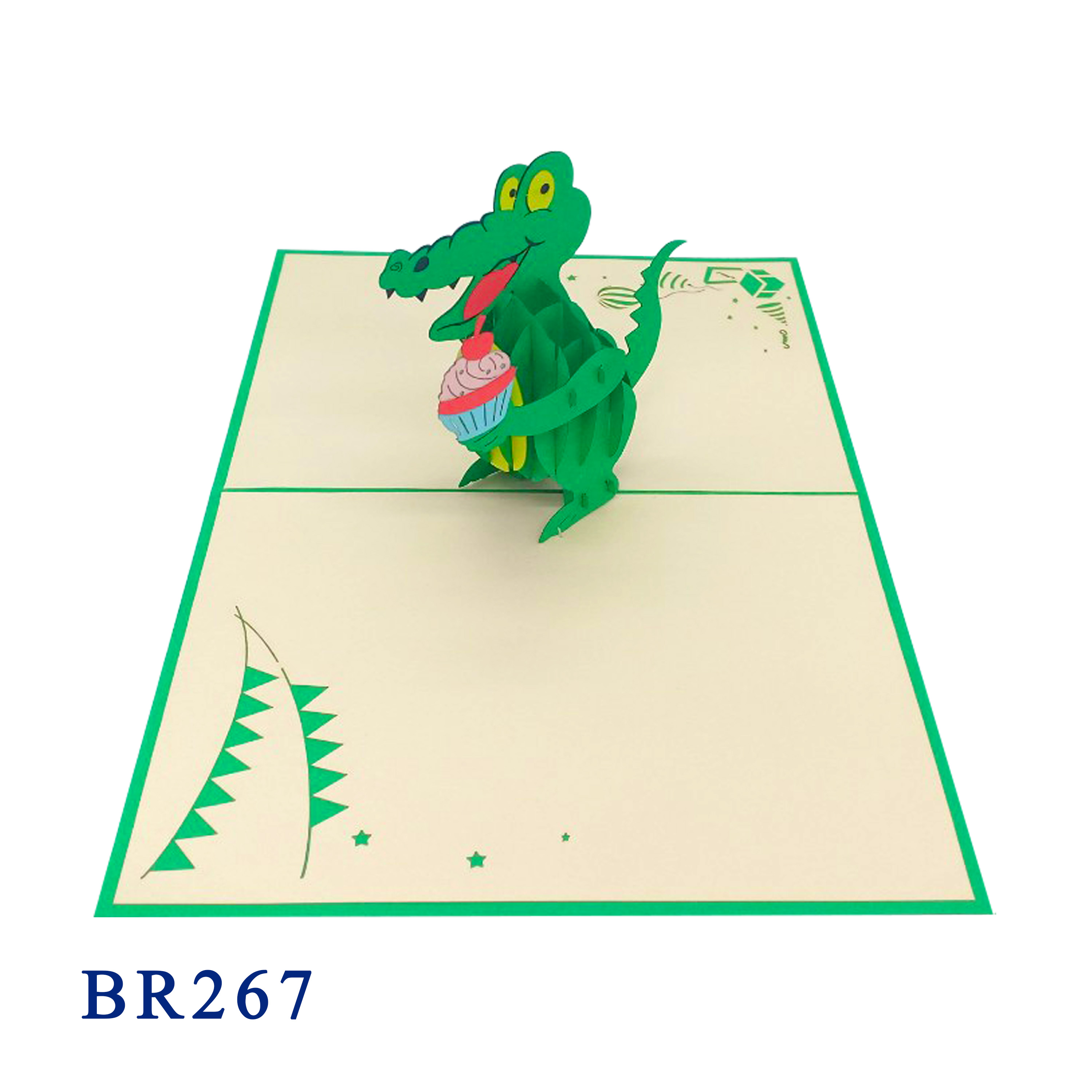 Crocodile & Cupcake Birthday Pop Up Card
