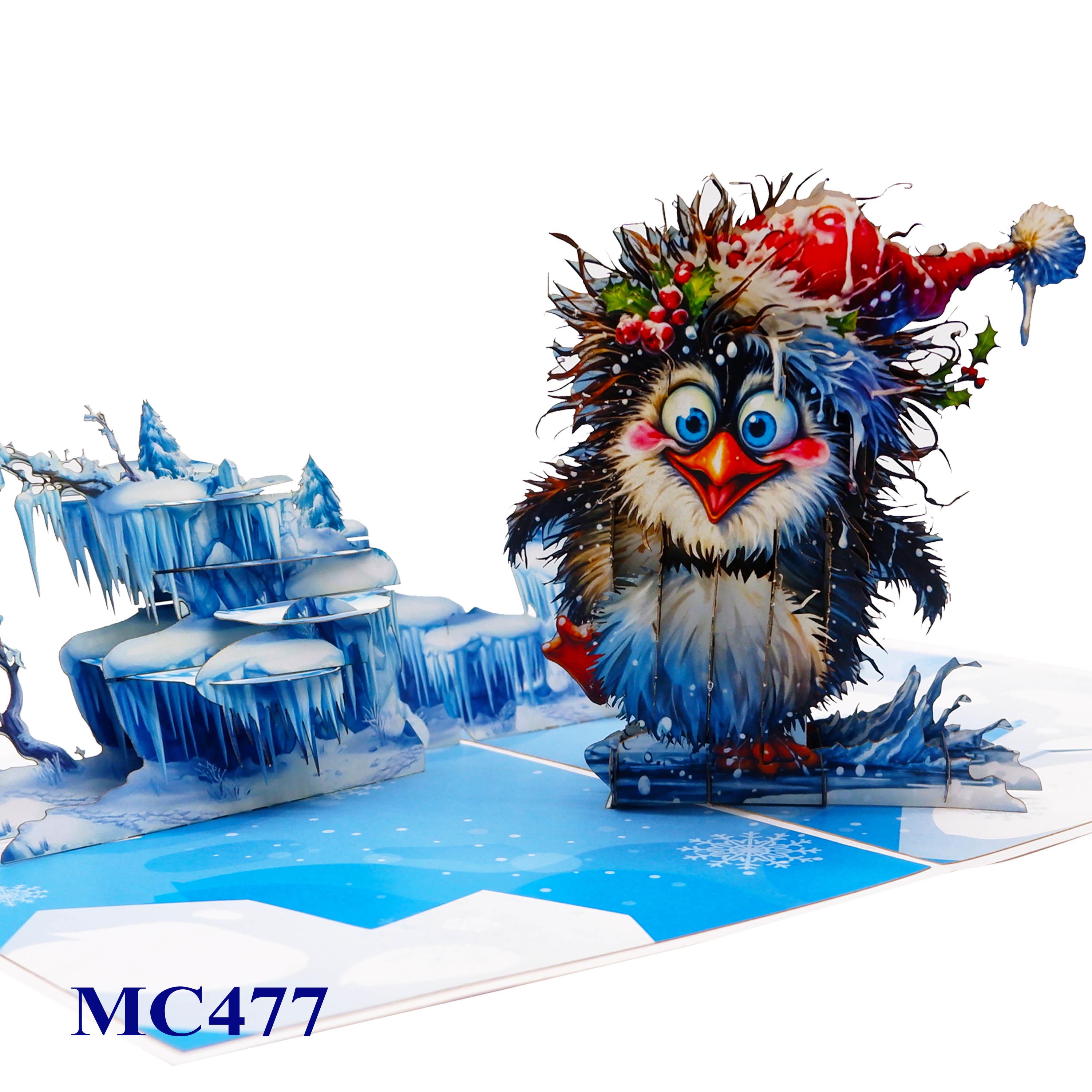 Cute Penguin Christmas Pop-Up Card