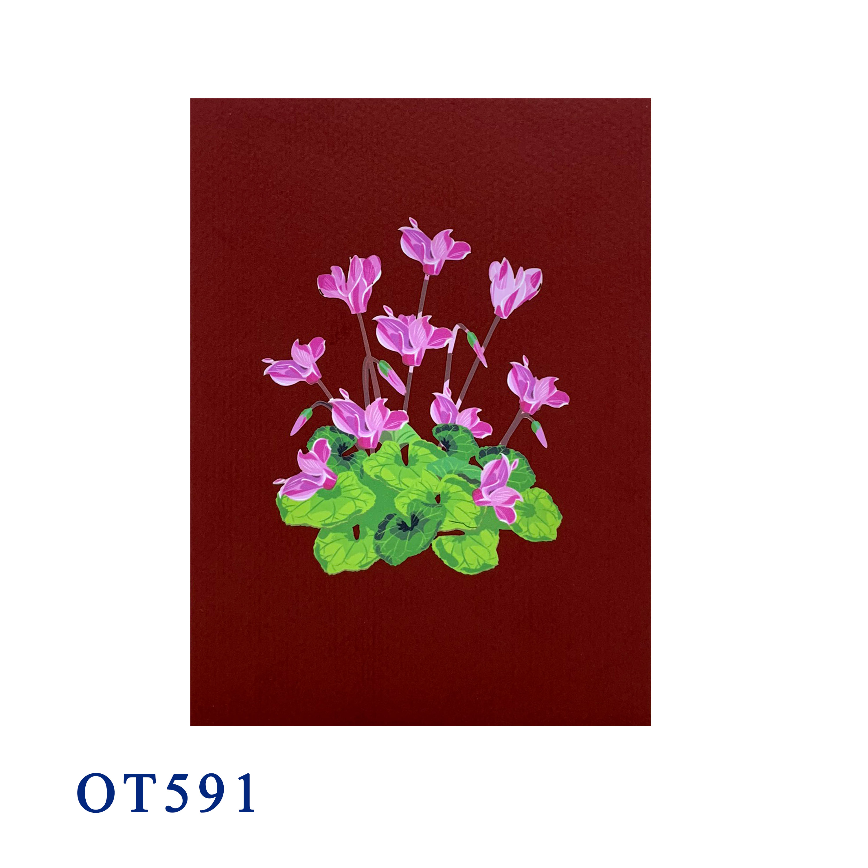 Cyclamen Flowers Pop Up Card