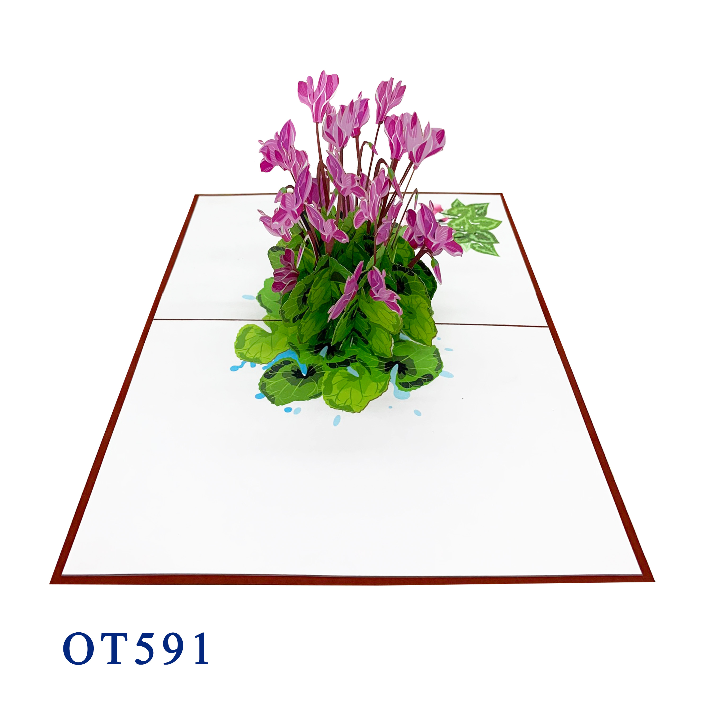 Cyclamen Flowers Pop Up Card