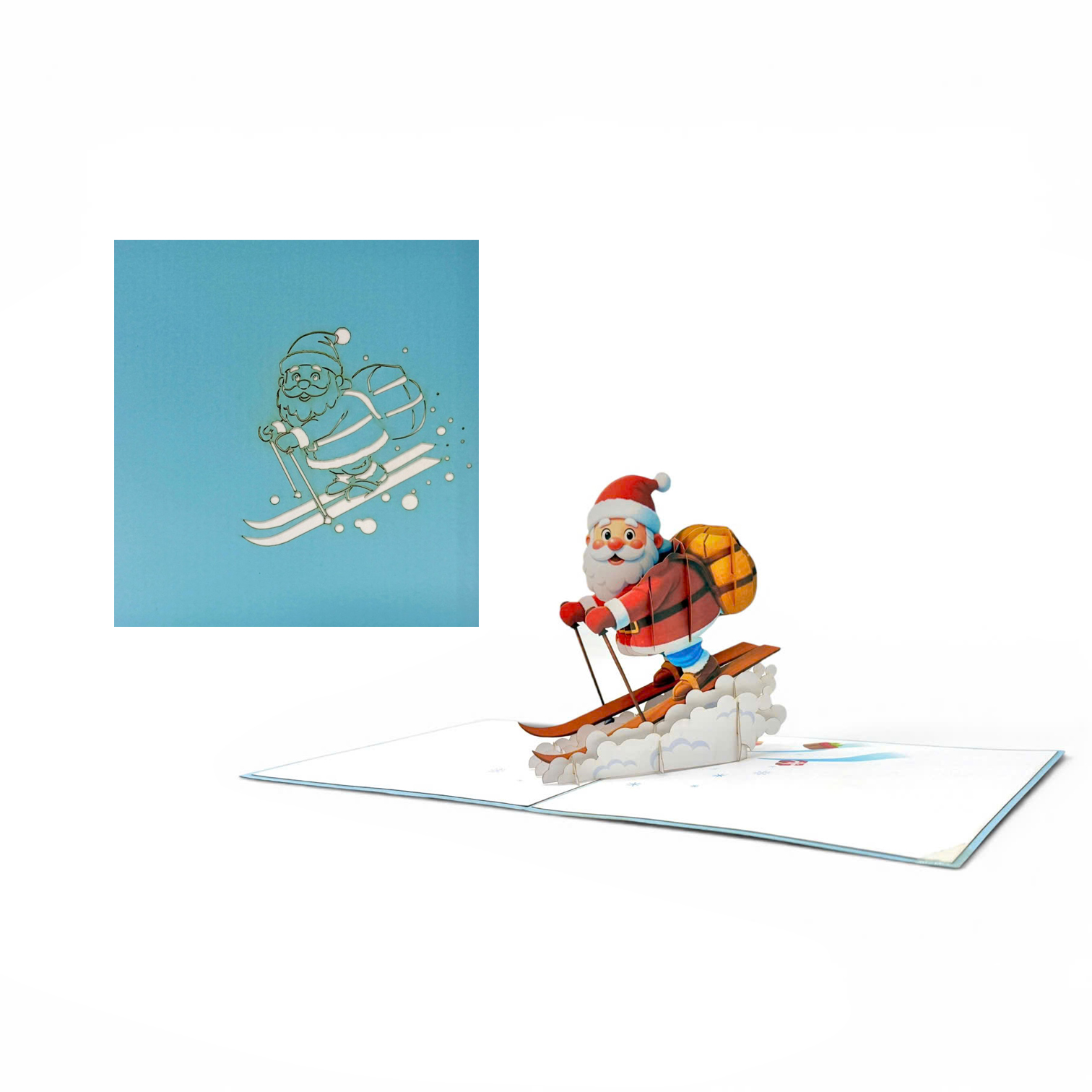 Skiing Santa Pop-Up Card