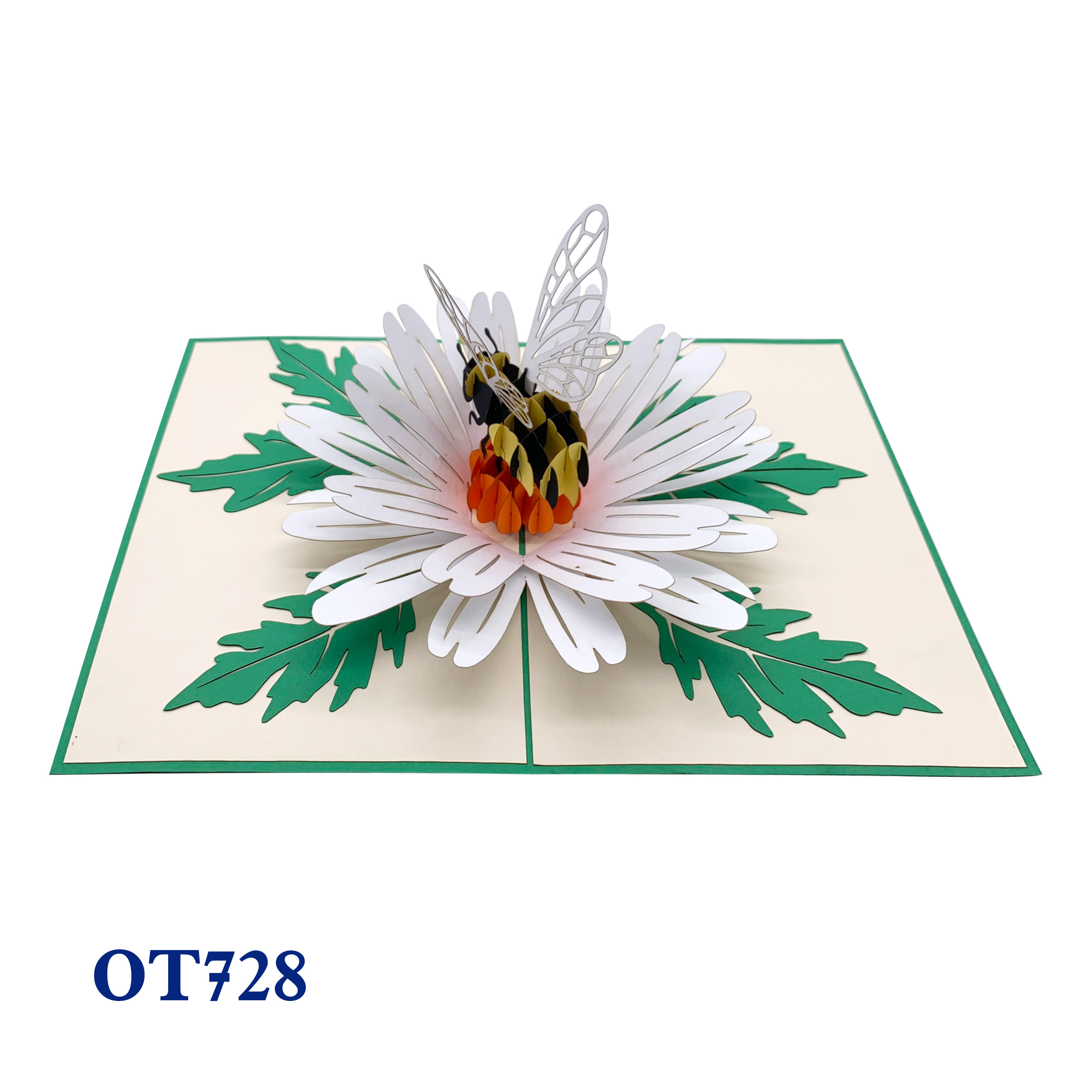 White Daisy & Bee Pop Up Card