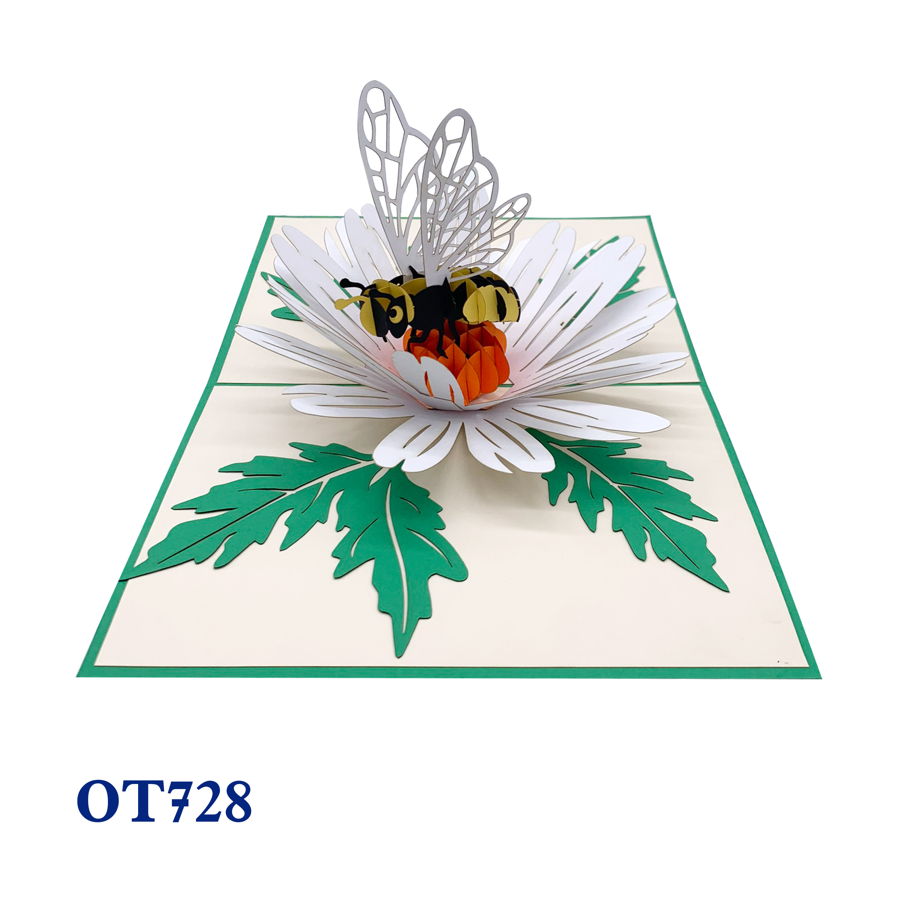 White Daisy & Bee Pop Up Card
