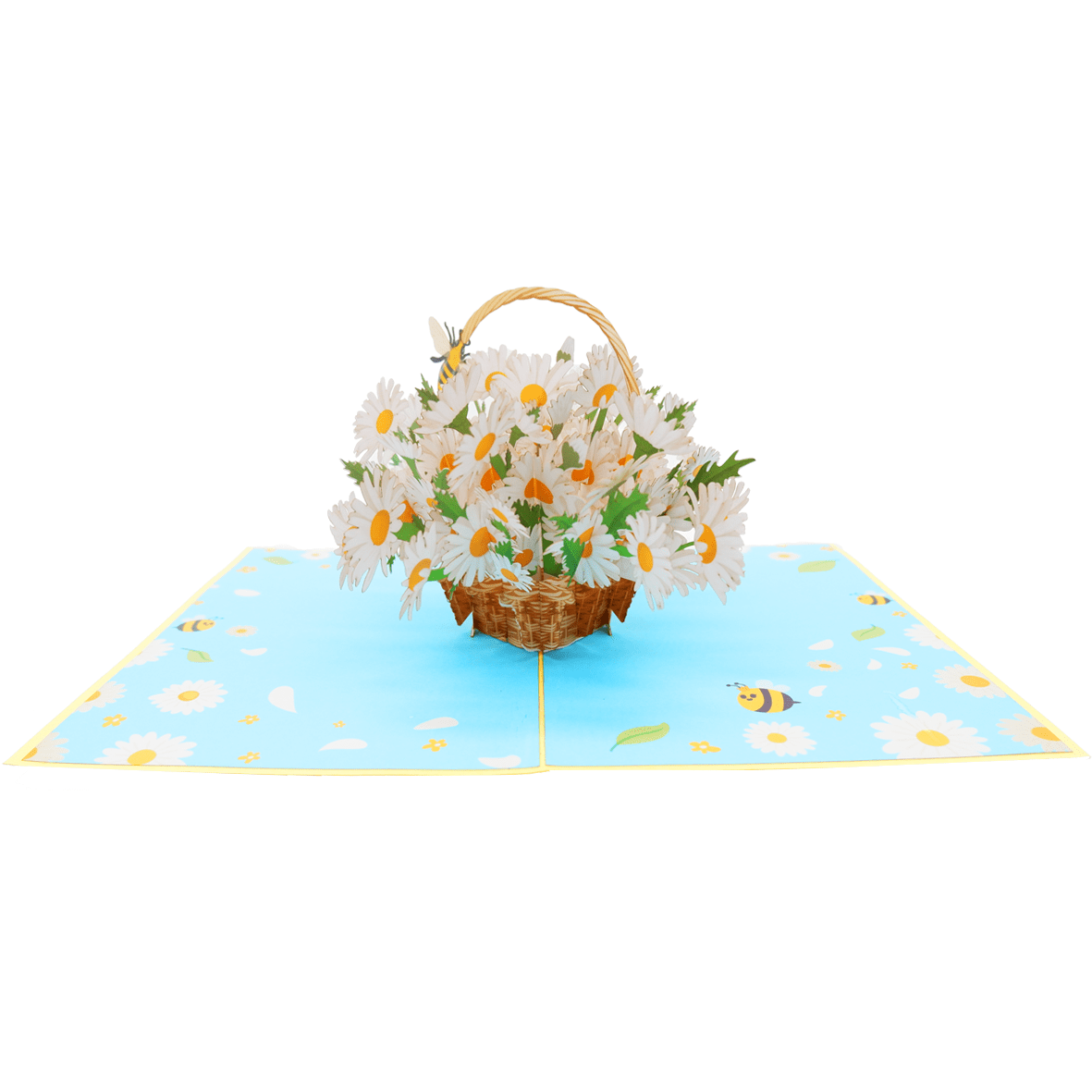 White Daisy Basket Pop Up Card