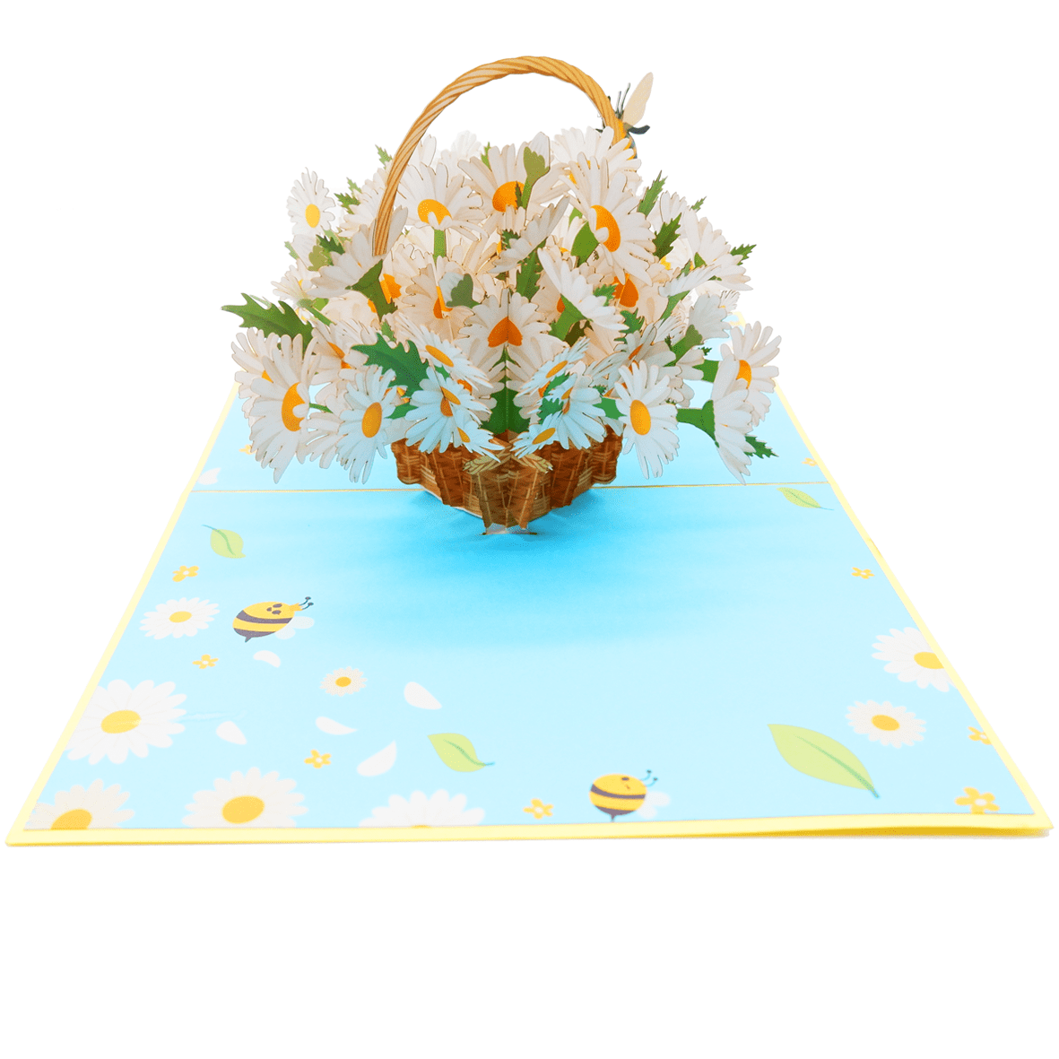 White Daisy Basket Pop Up Card