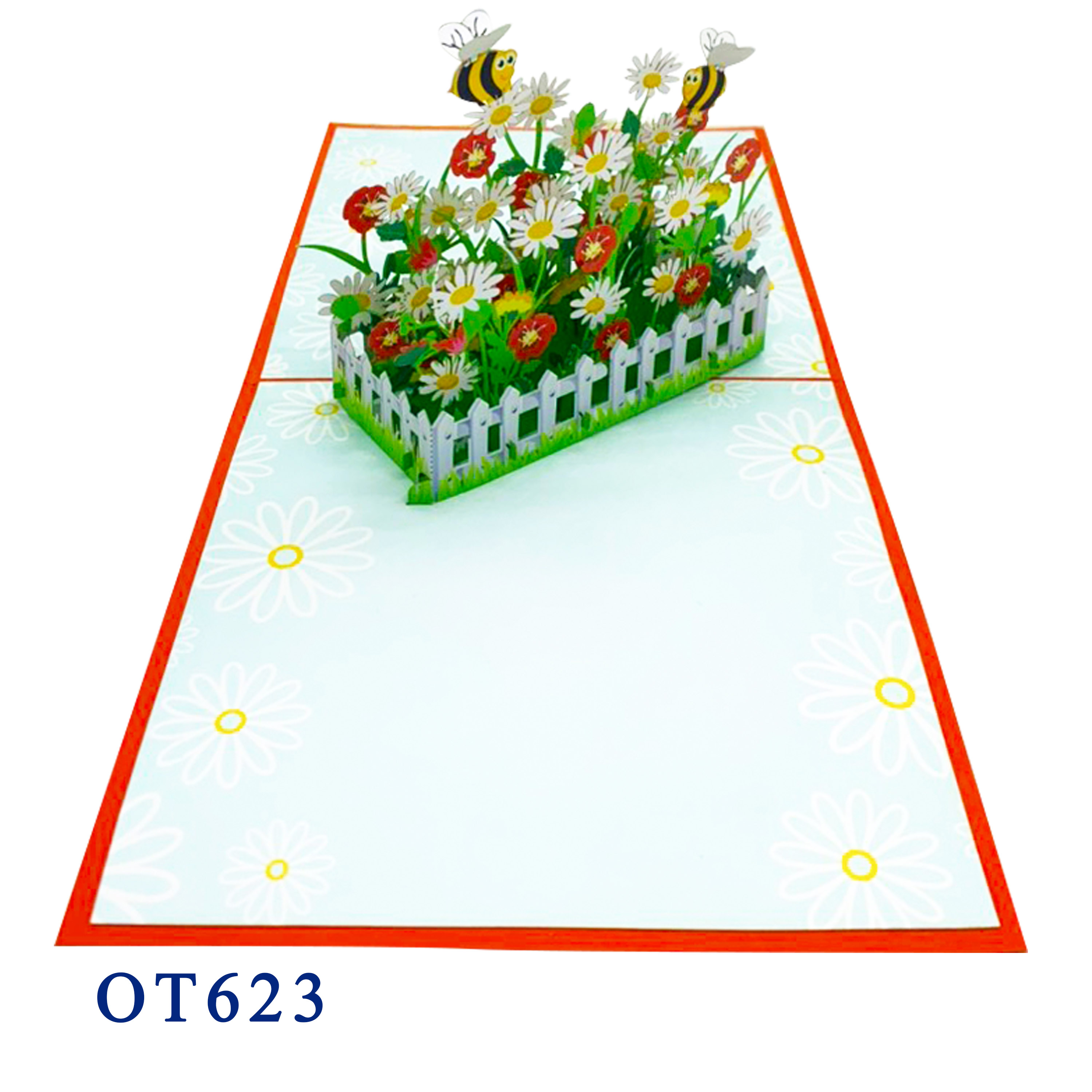 White Daisy Garden Pop Up Card