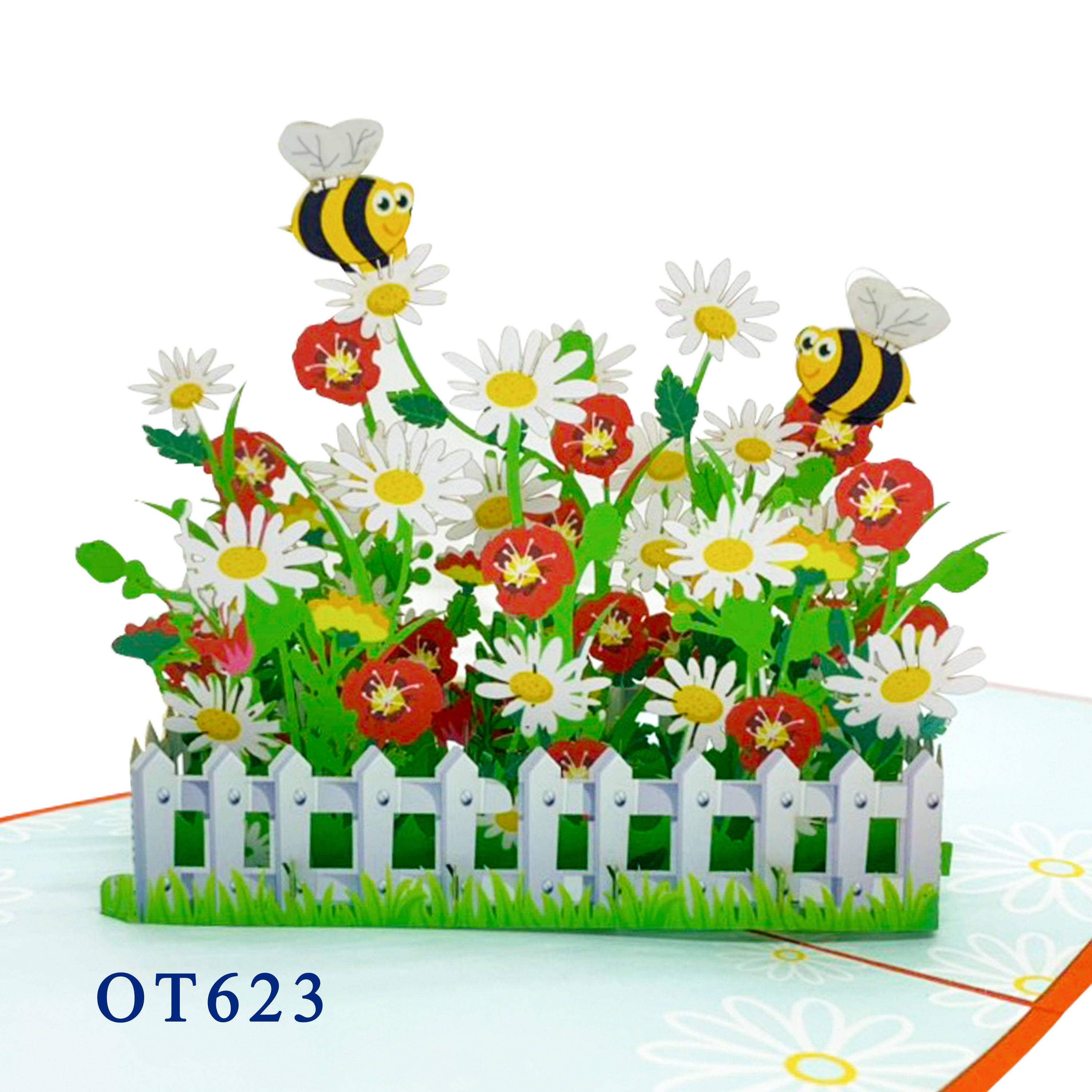 White Daisy Garden Pop Up Card