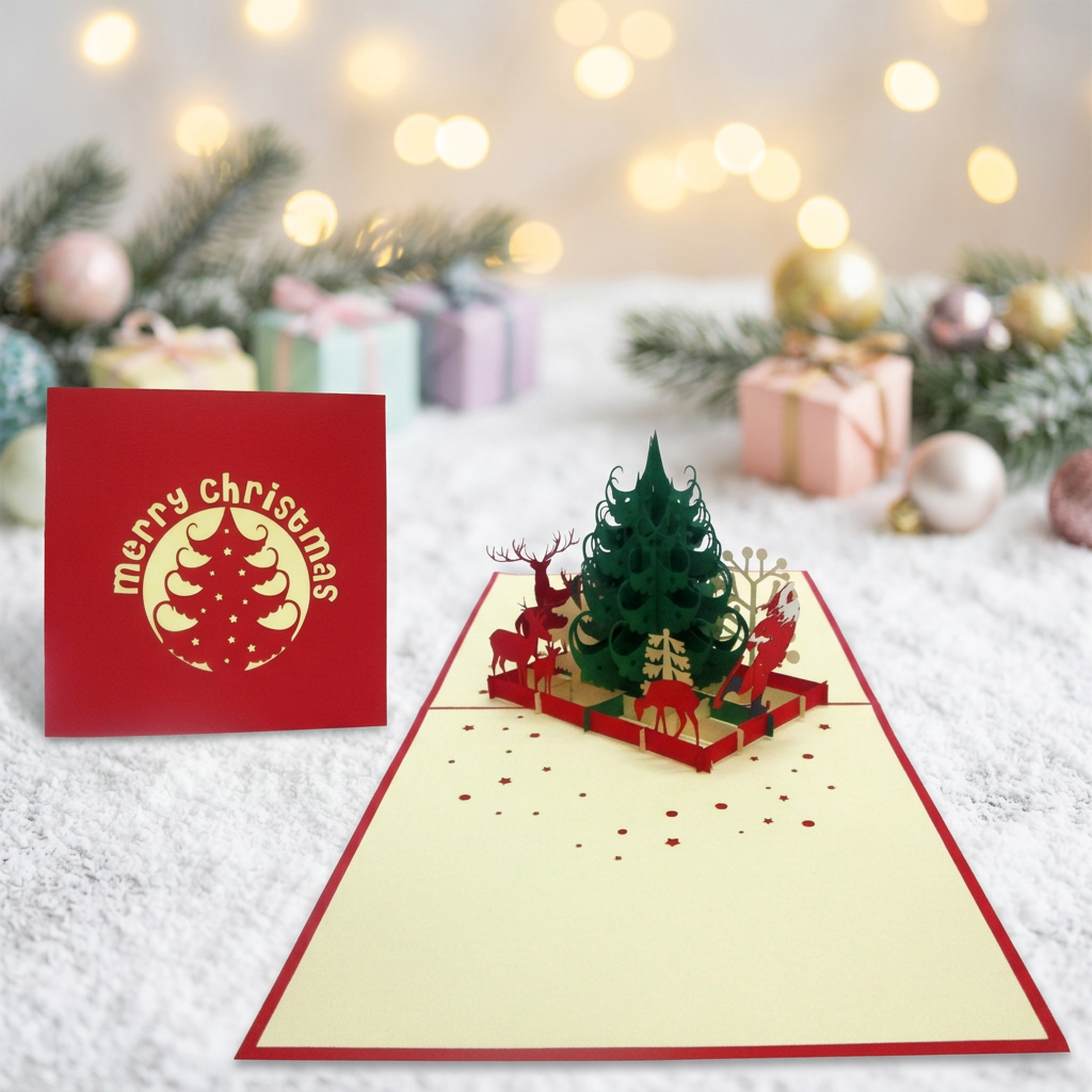 3D Pop Up Christmas Card – Christmas Tree & Santa