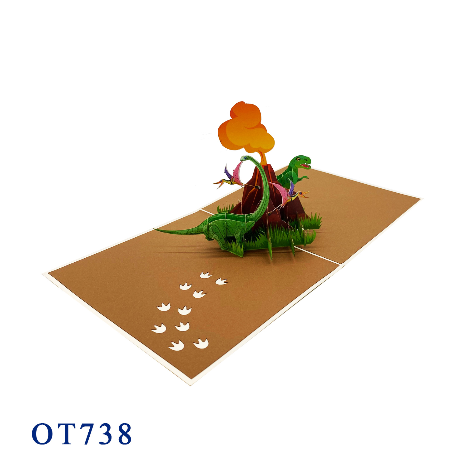 Dinosaurus Volcano Pop Up Card