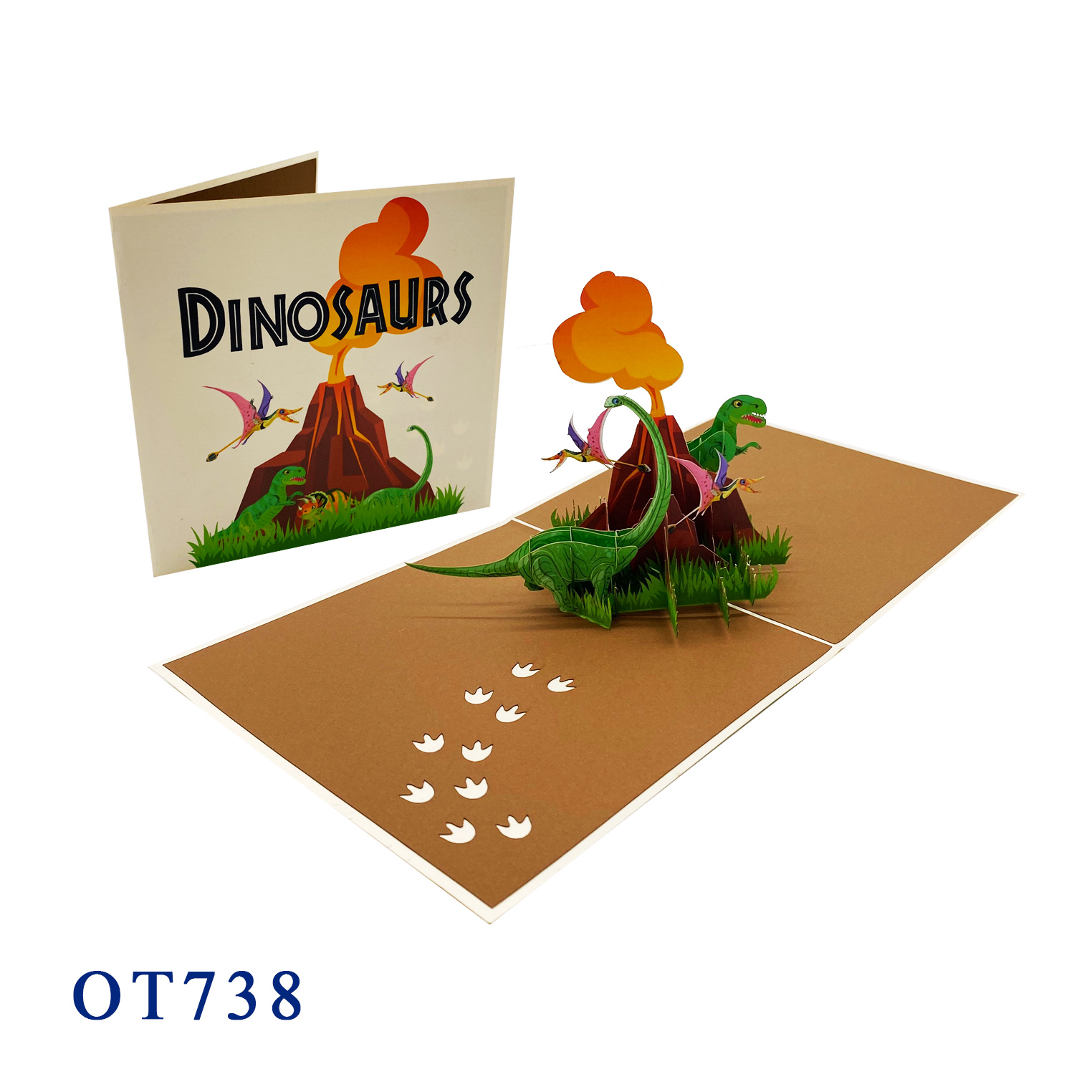 Dinosaurus Volcano Pop Up Card