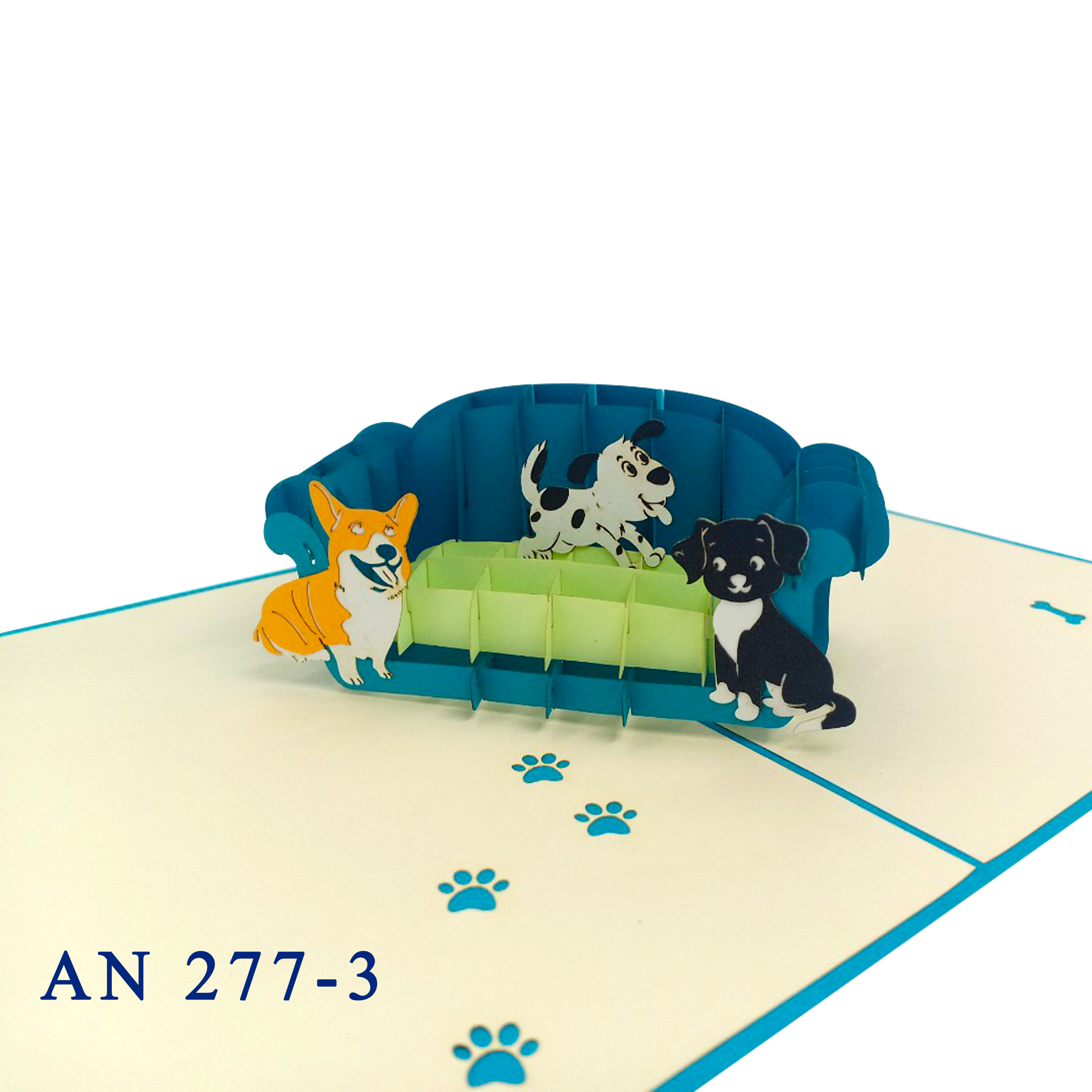 Dogs On Sofa Pop Up Card