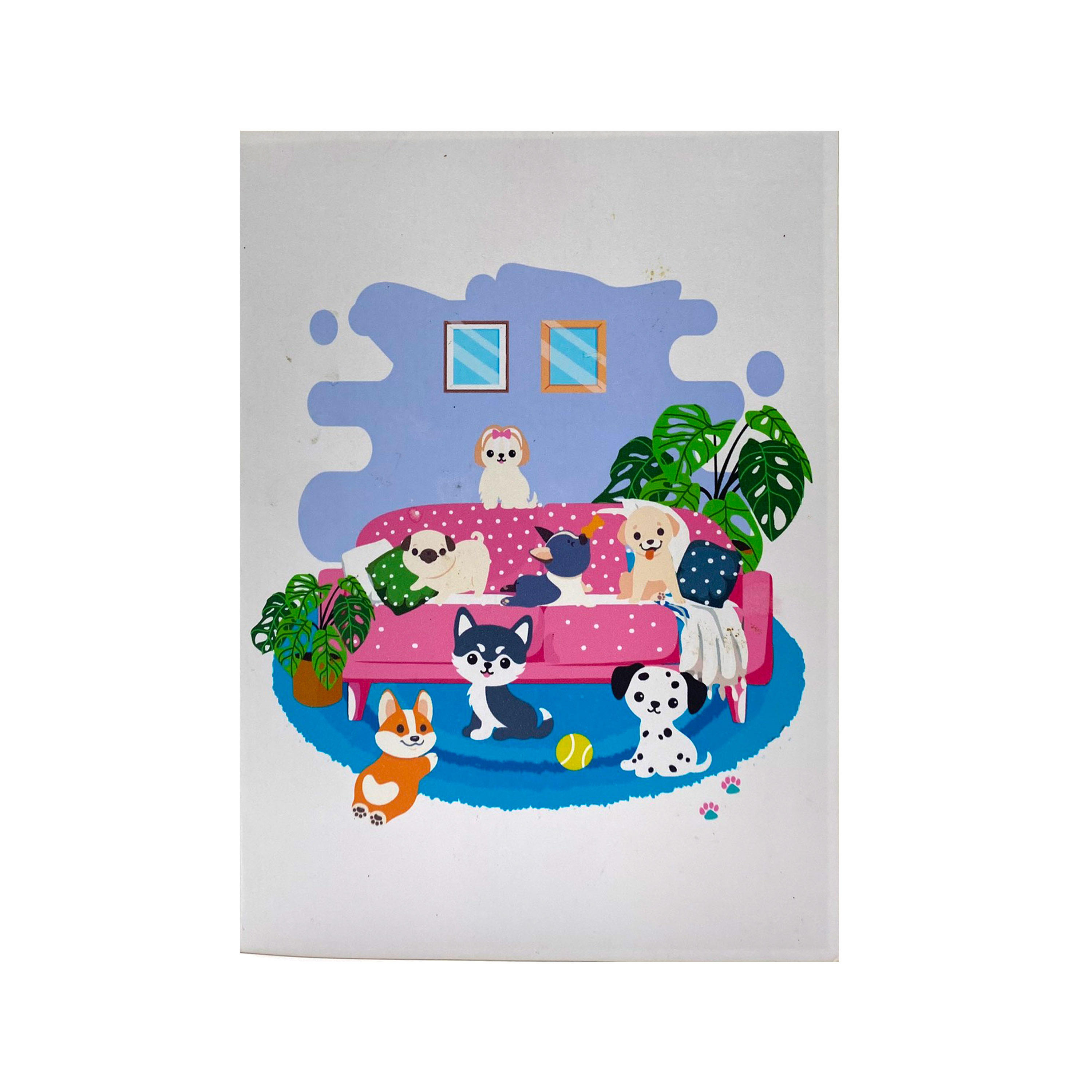 Dogs On Sofa Pop Up Card