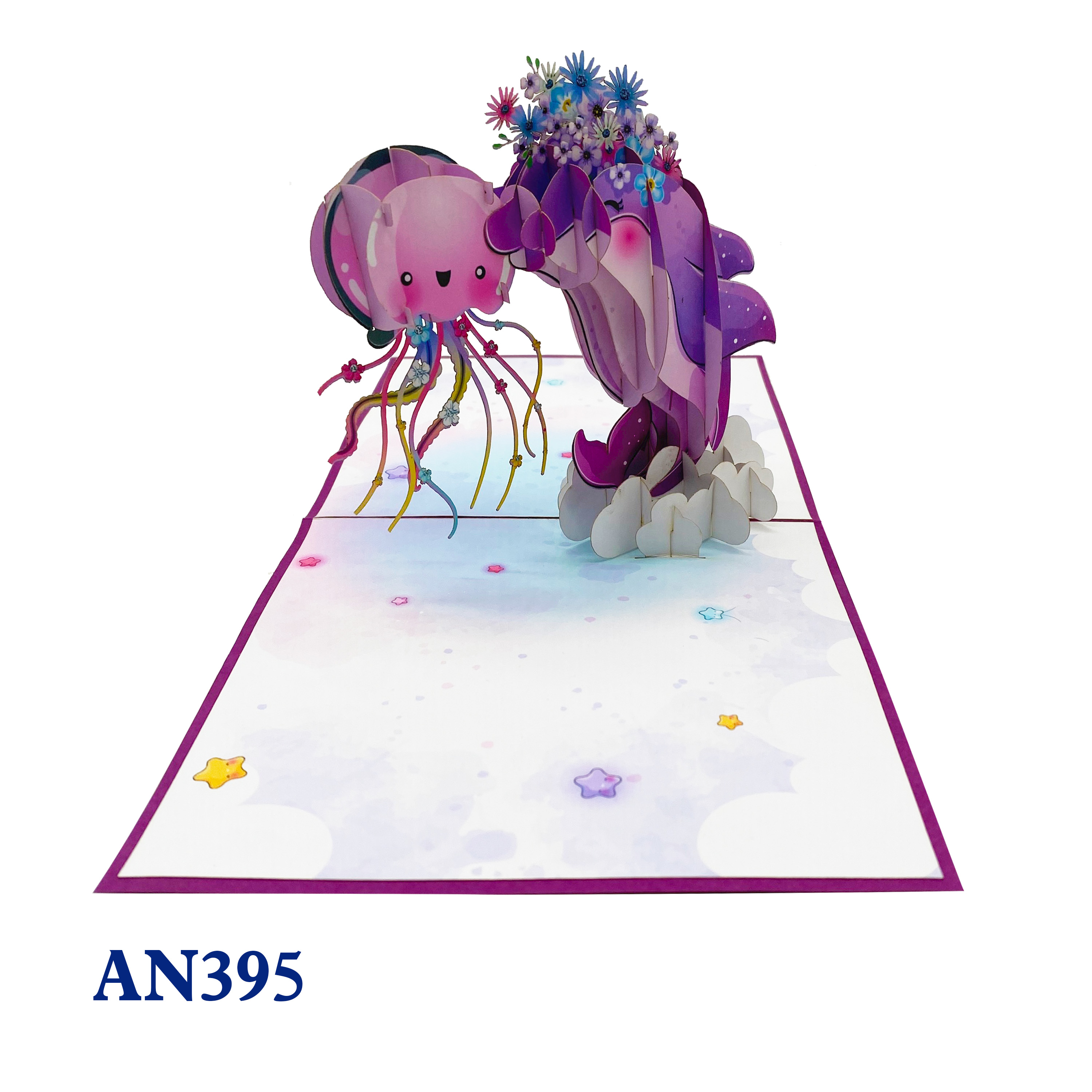 Cute Purple Dolphin Pop Up Card