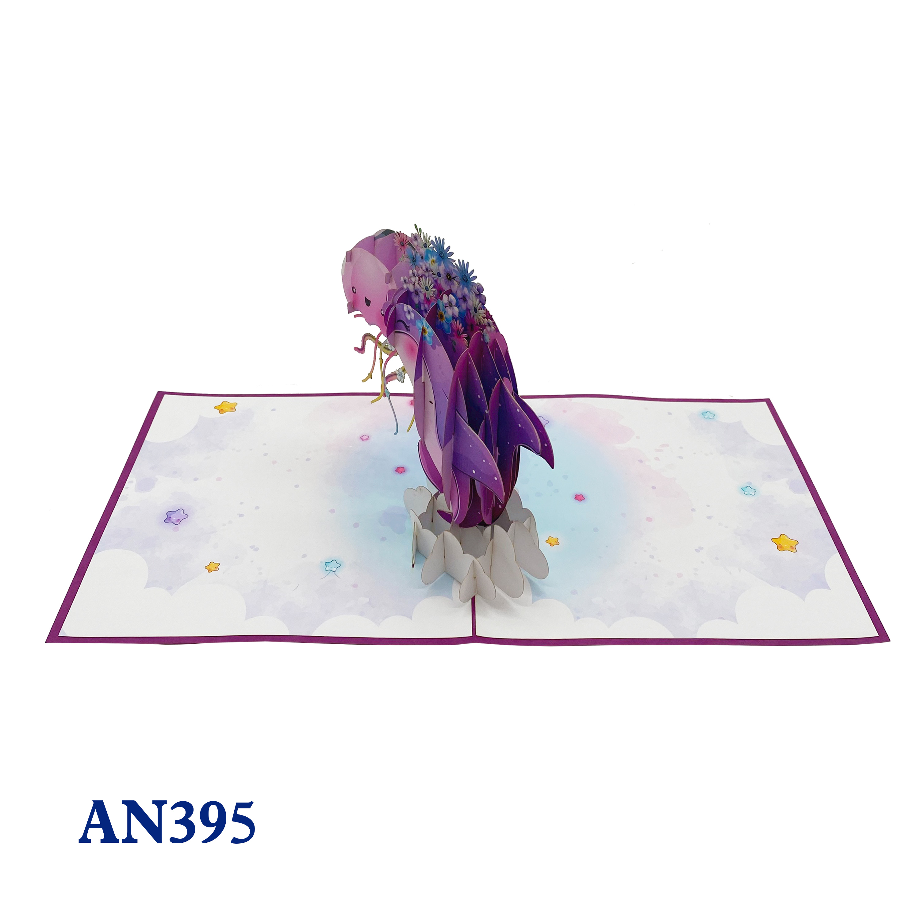 Cute Purple Dolphin Pop Up Card