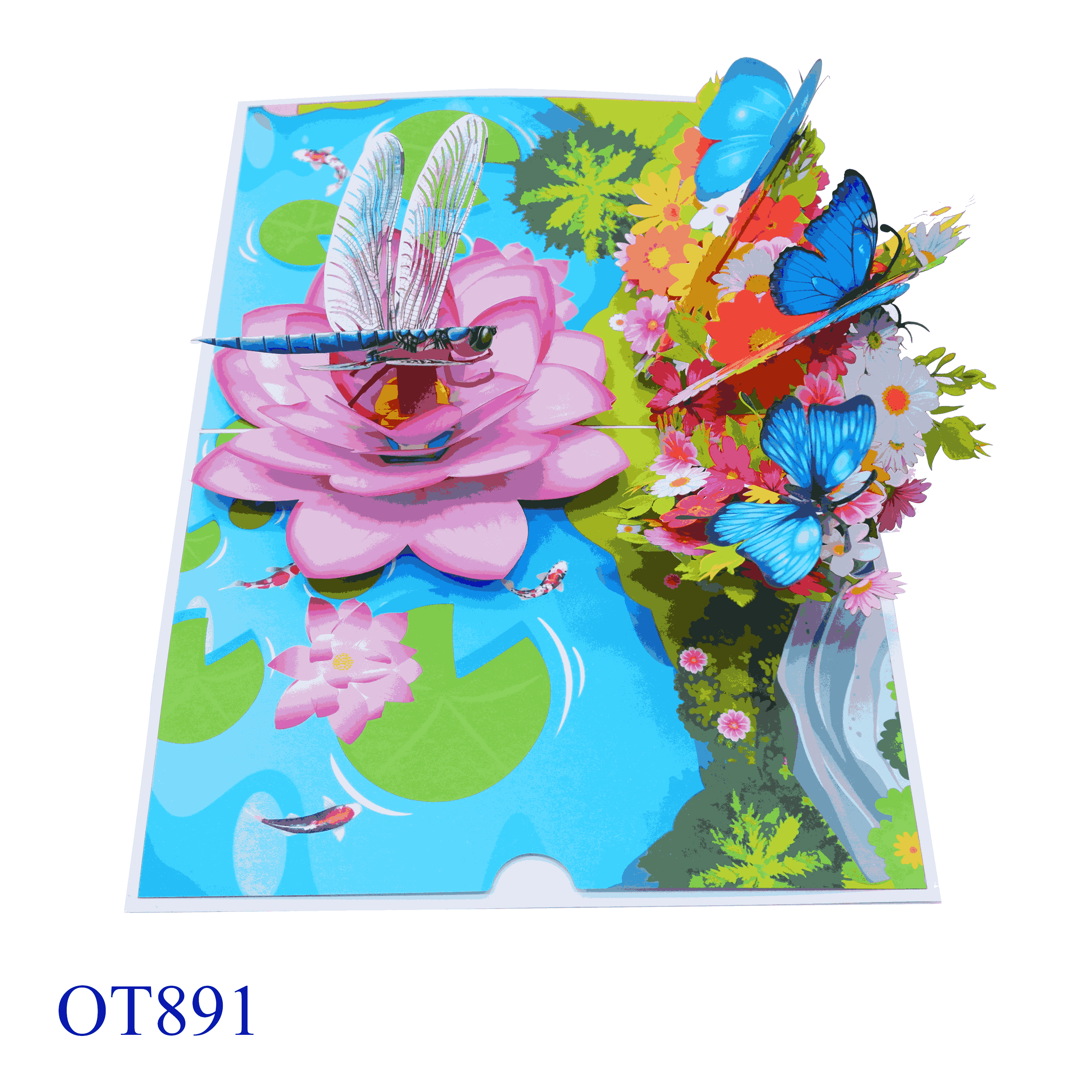 Dragonfly Lotus Pond Pop Up Card