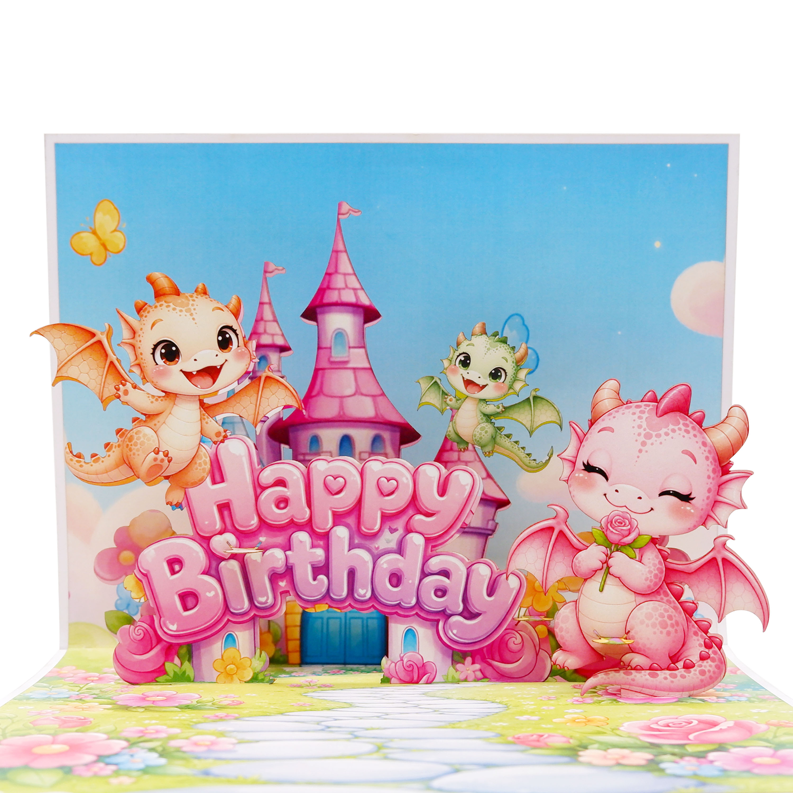 3D Pop Up Dragon Birthday Card – Magical Fantasy Castle