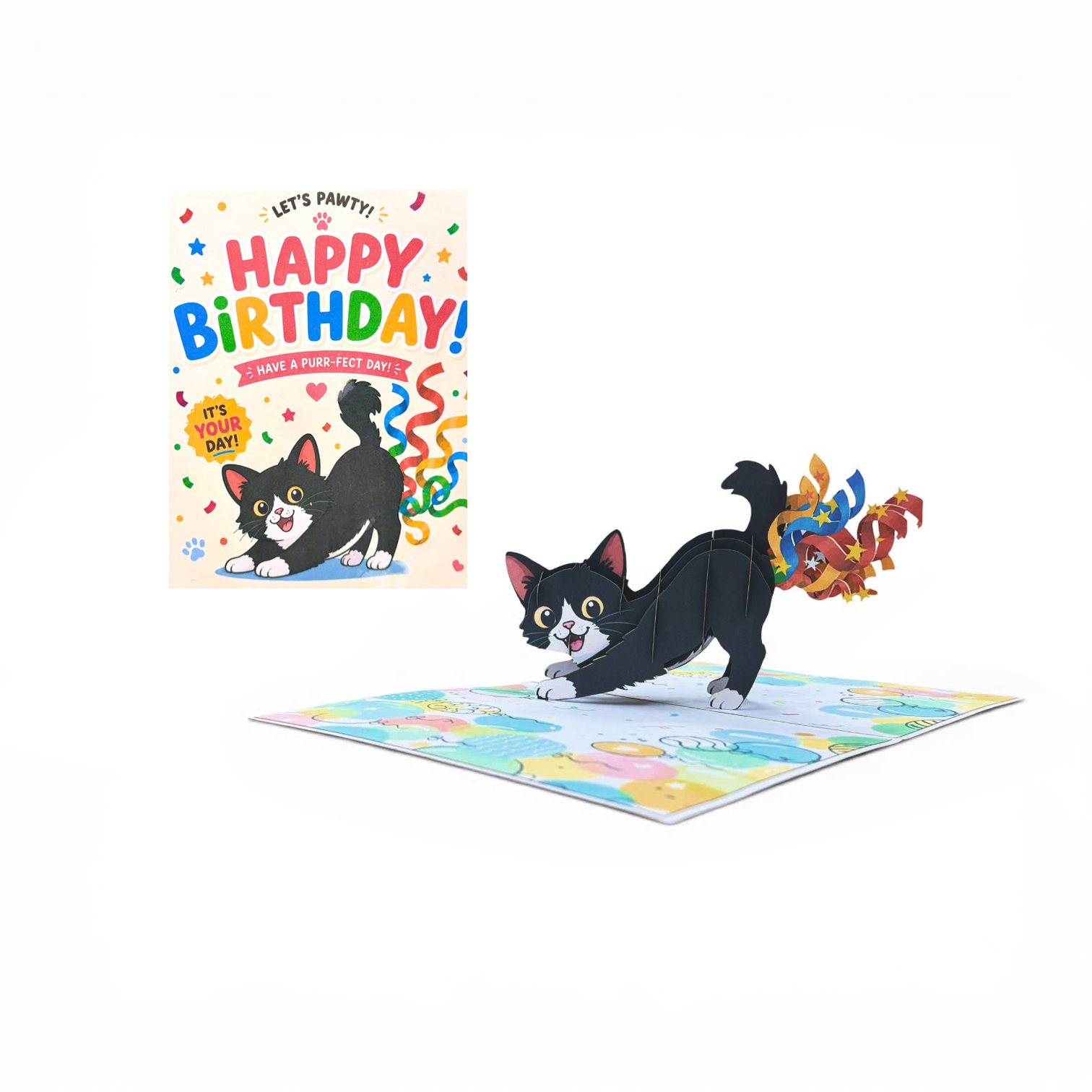 Happy Birthday Cat Pop Up 3D Greeting Card