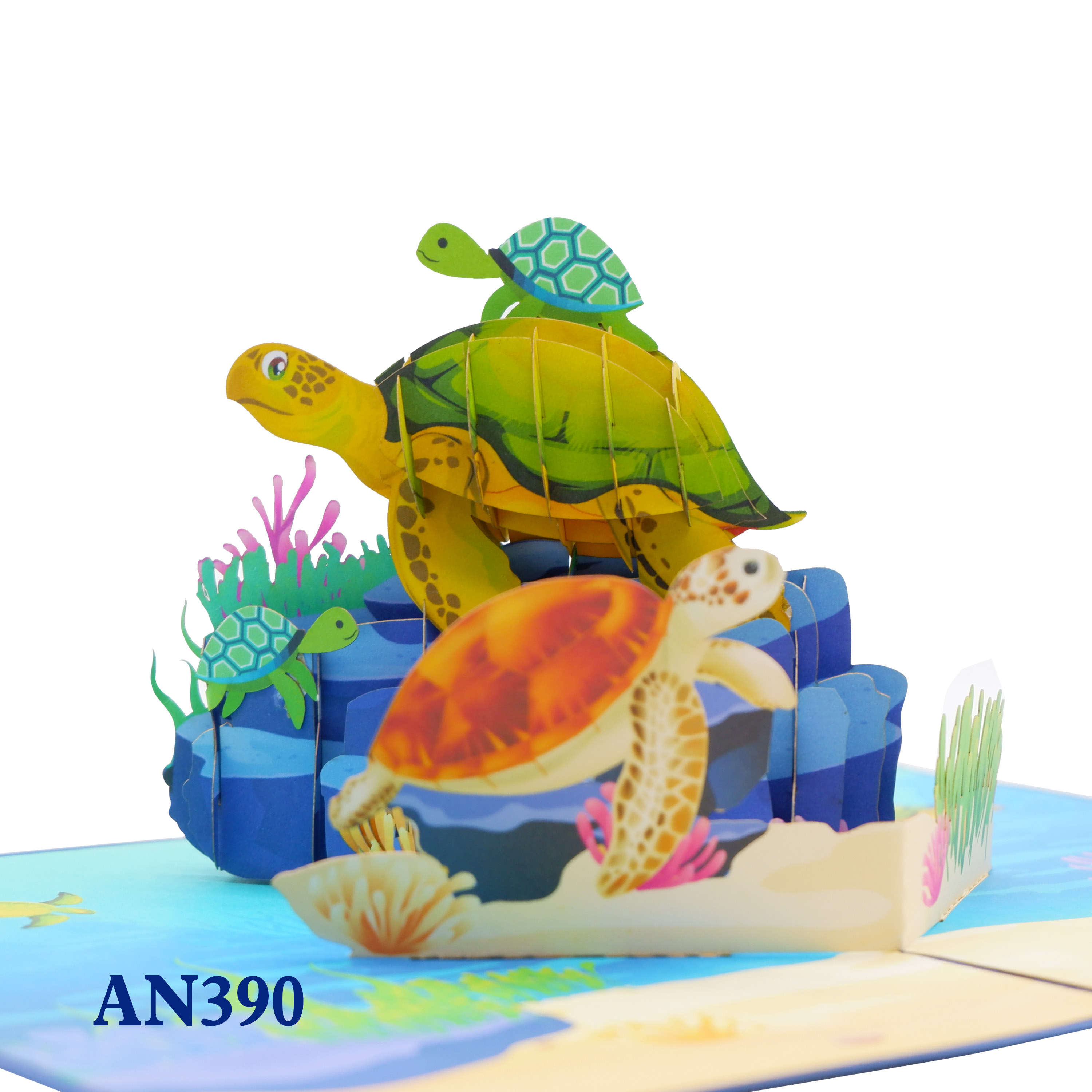 Family Sea Turtles Pop Up Card