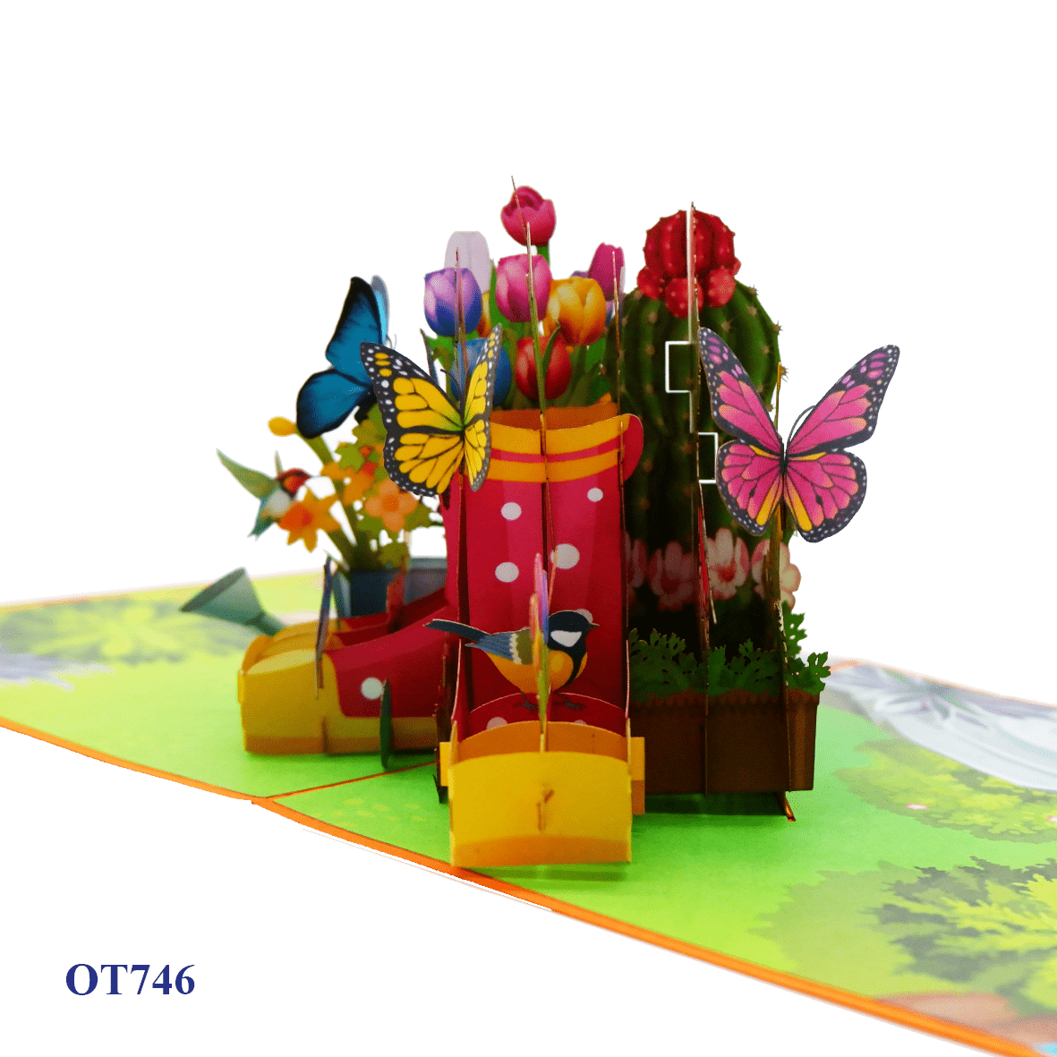 Flowers In Boots Pop Up Card