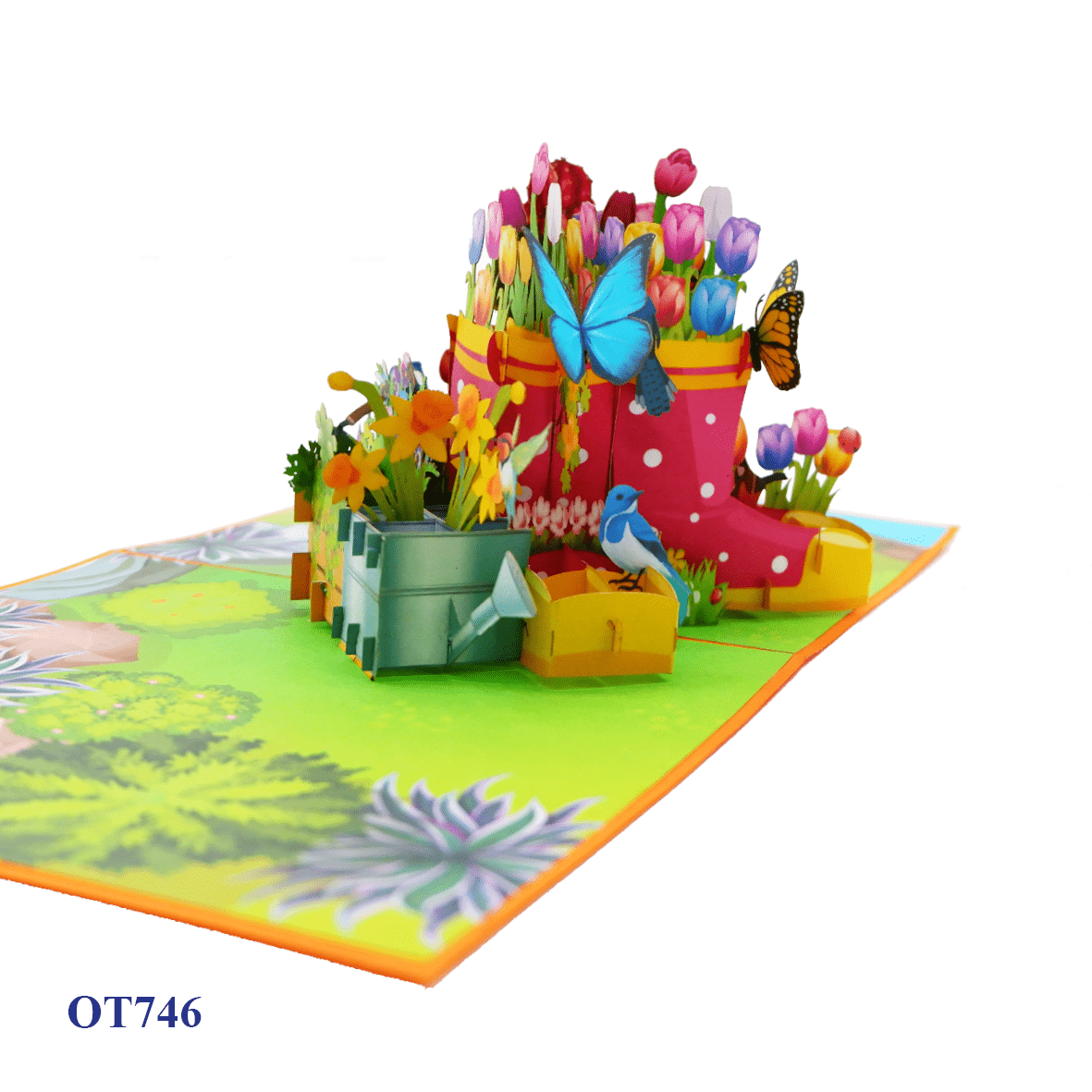 Flowers In Boots Pop Up Card