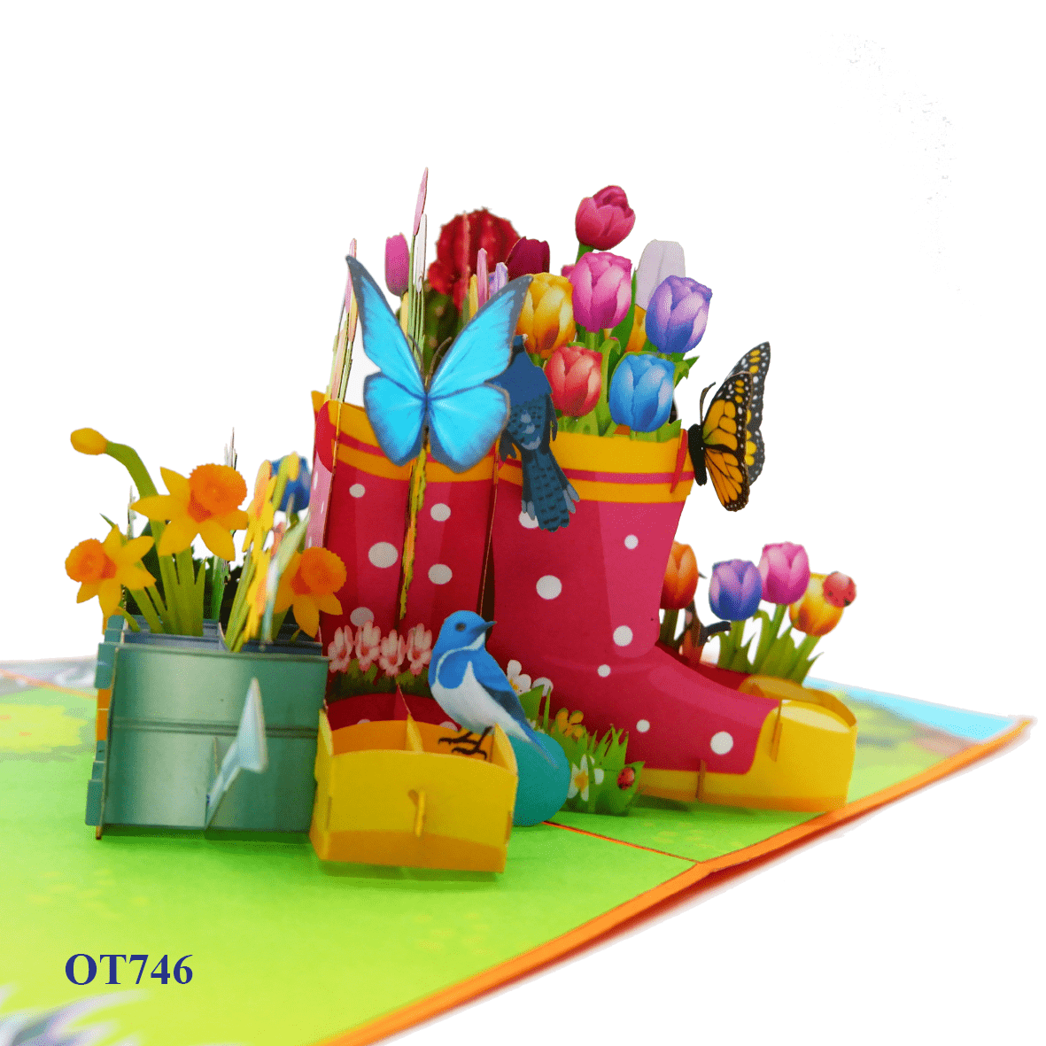 Flowers In Boots Pop Up Card