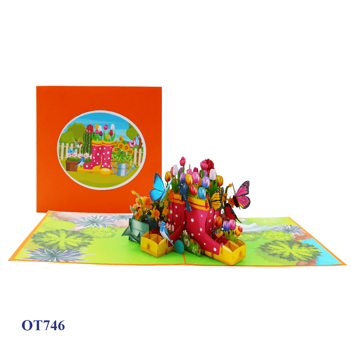 Flowers In Boots Pop Up Card