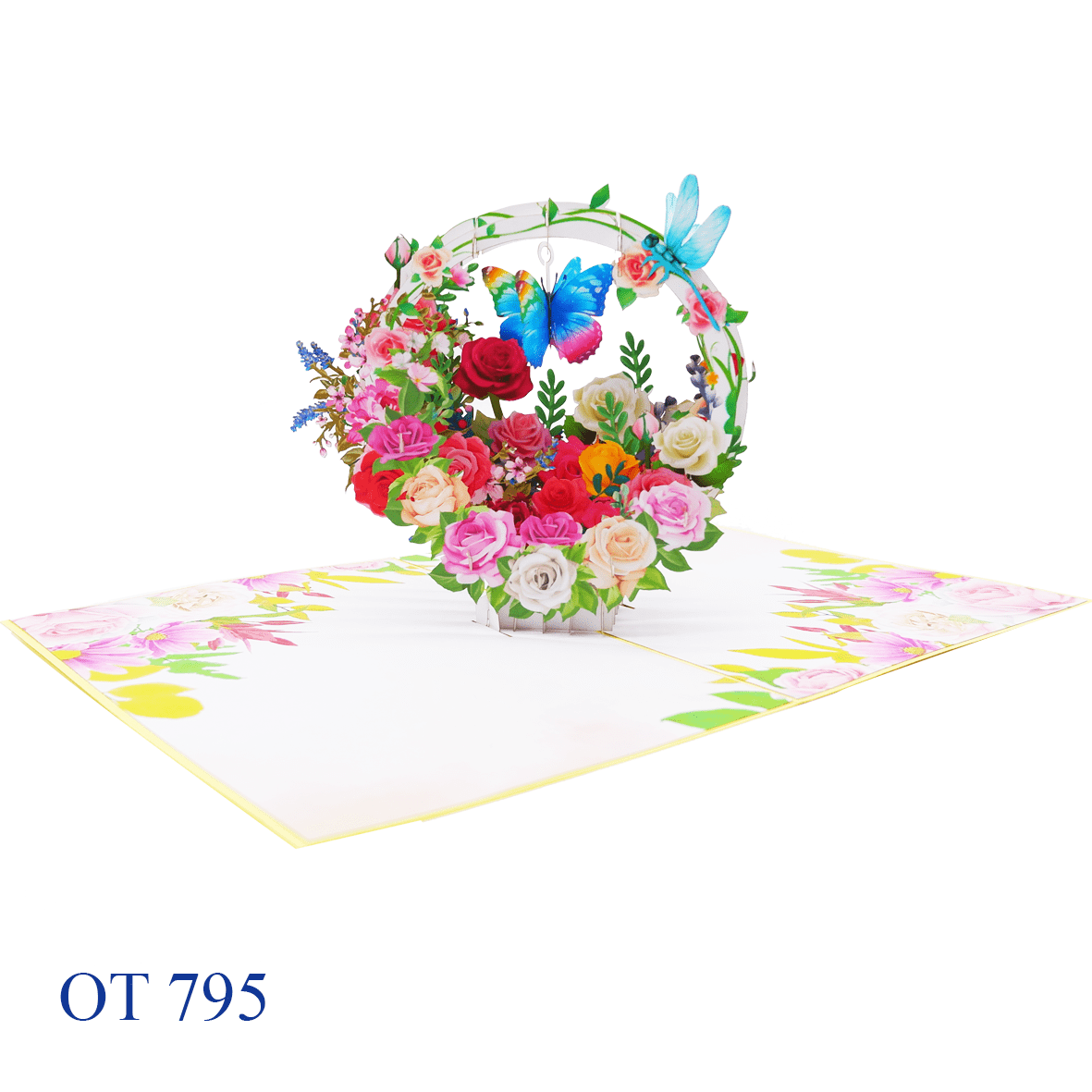 Roses Flowers Pop Up Greeting Card