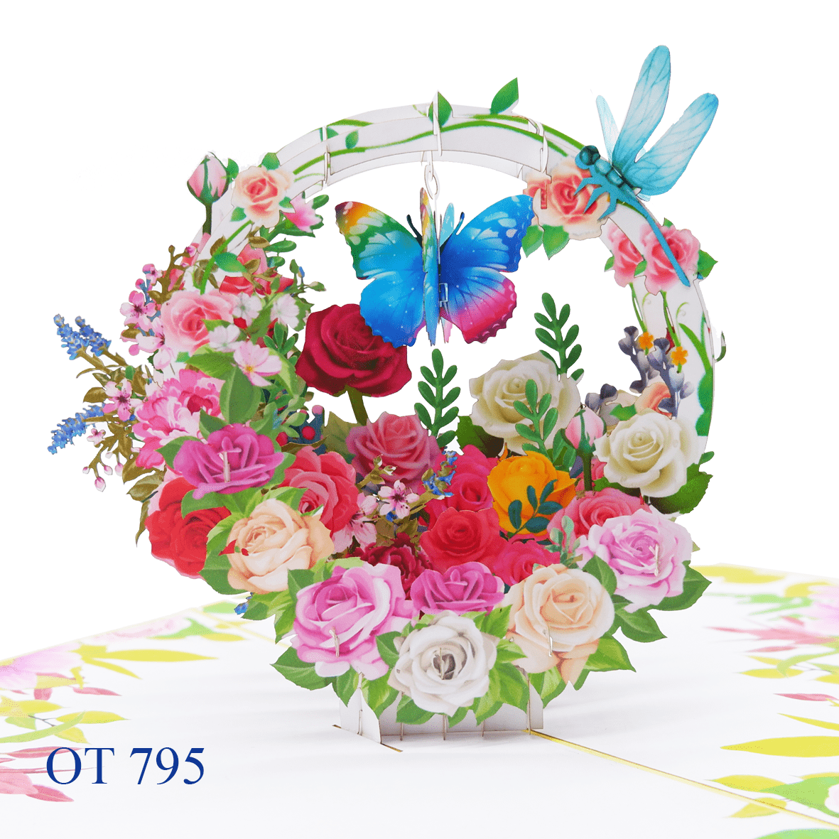 Roses Flowers Pop Up Greeting Card