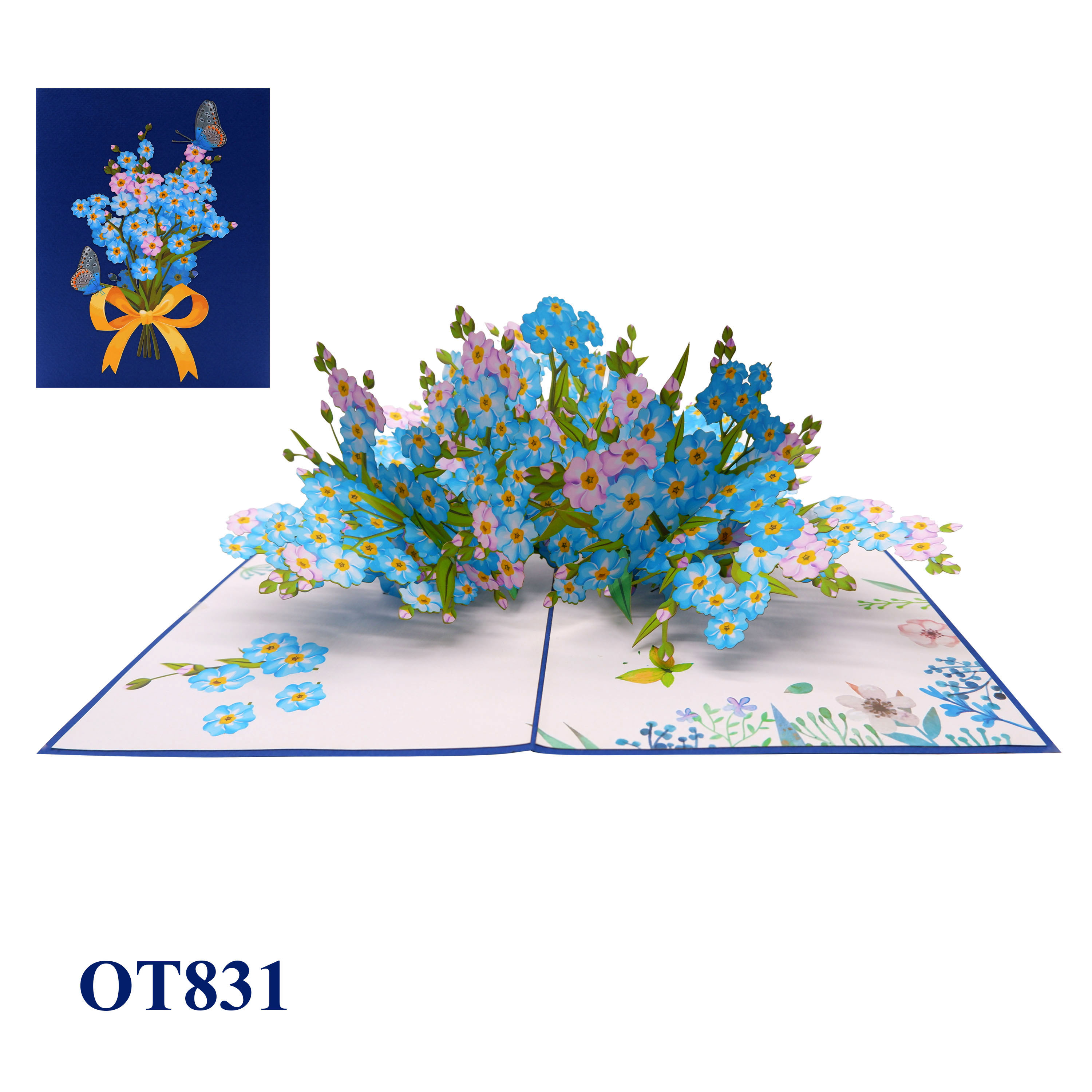 Forget Me Not Flowers Pop Up Card