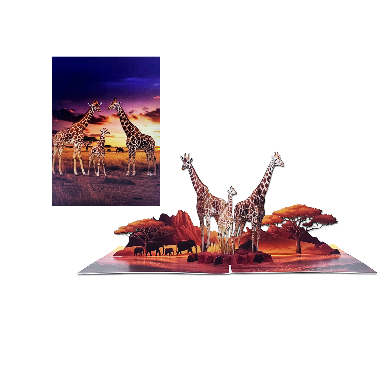 Giraffe Sunset Pop-up Card