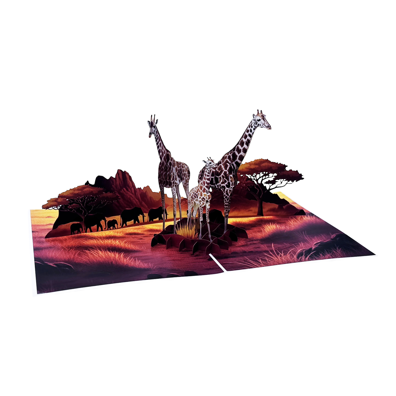 Giraffe Sunset Pop-up Card
