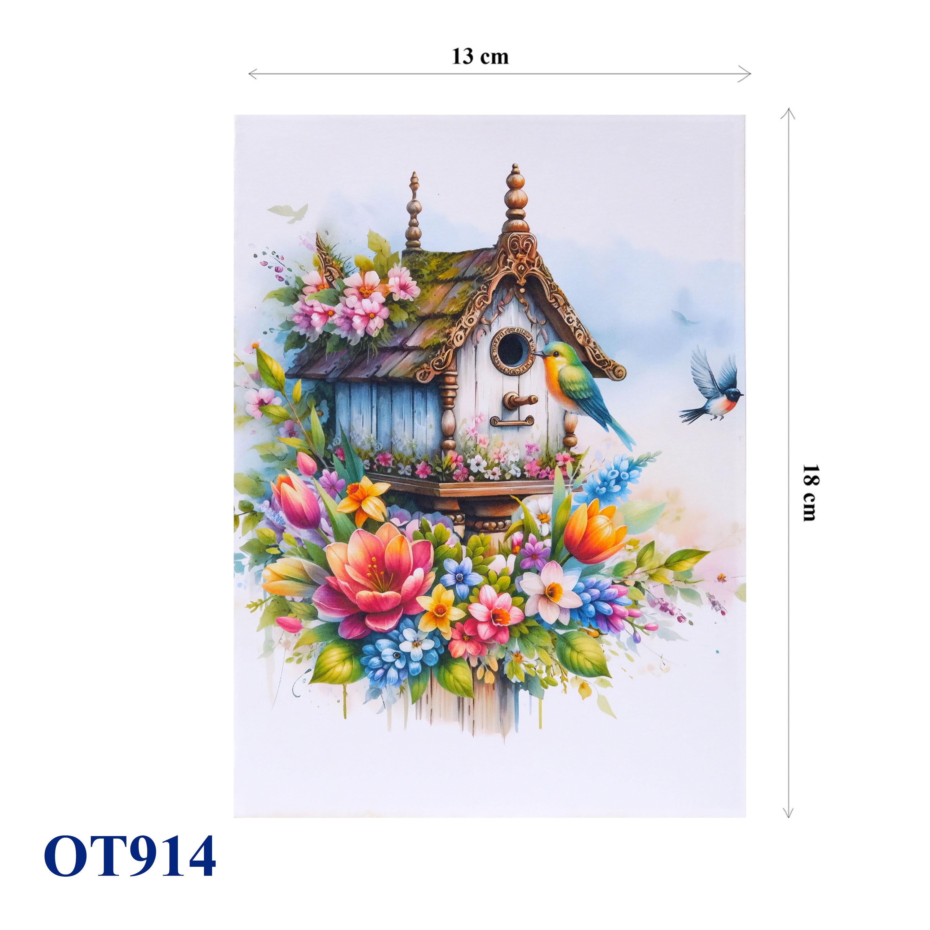 Green Birds Nest Flowers Pop Up Card