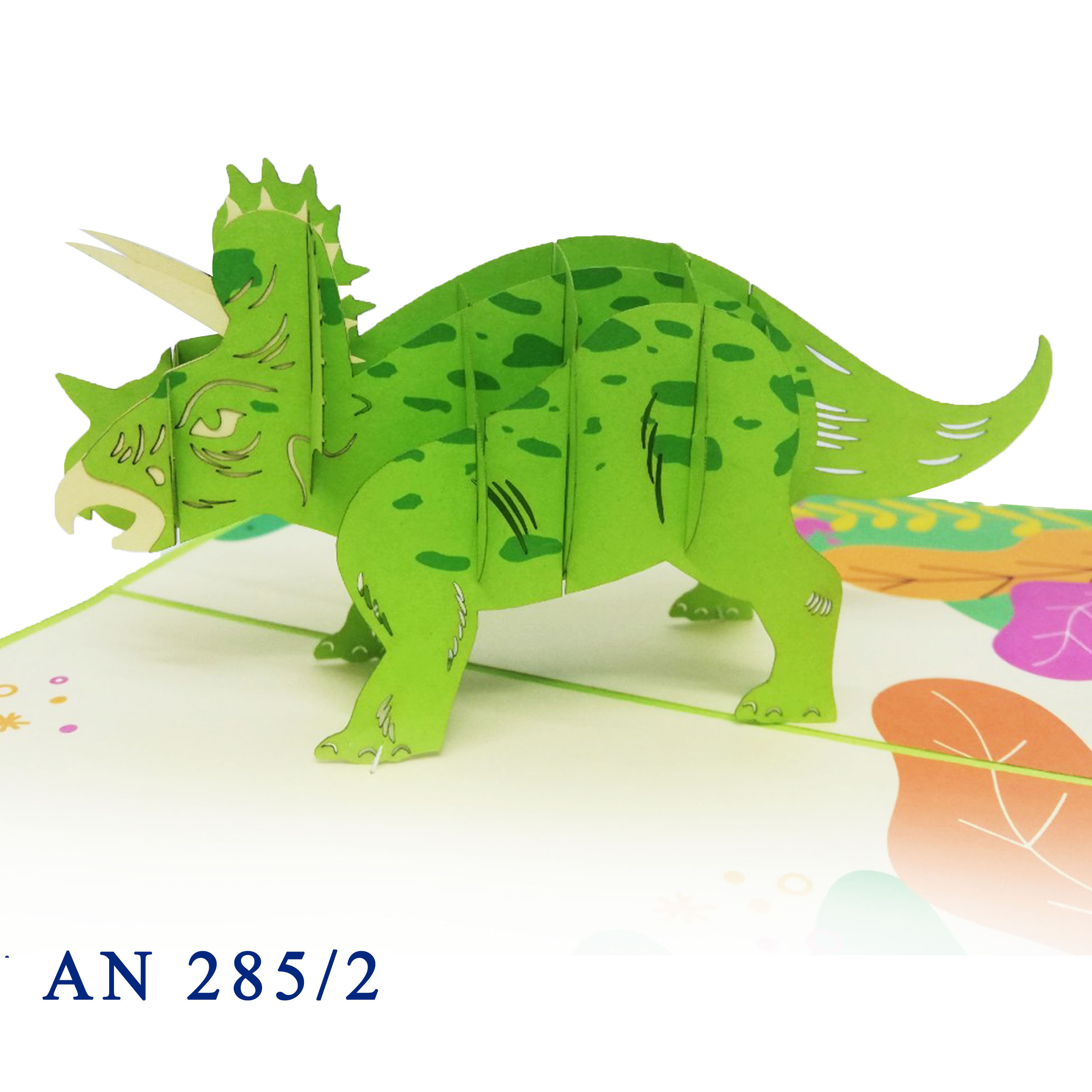 Green Triceratops Dinosaur 3D Pop Up Greeting Card