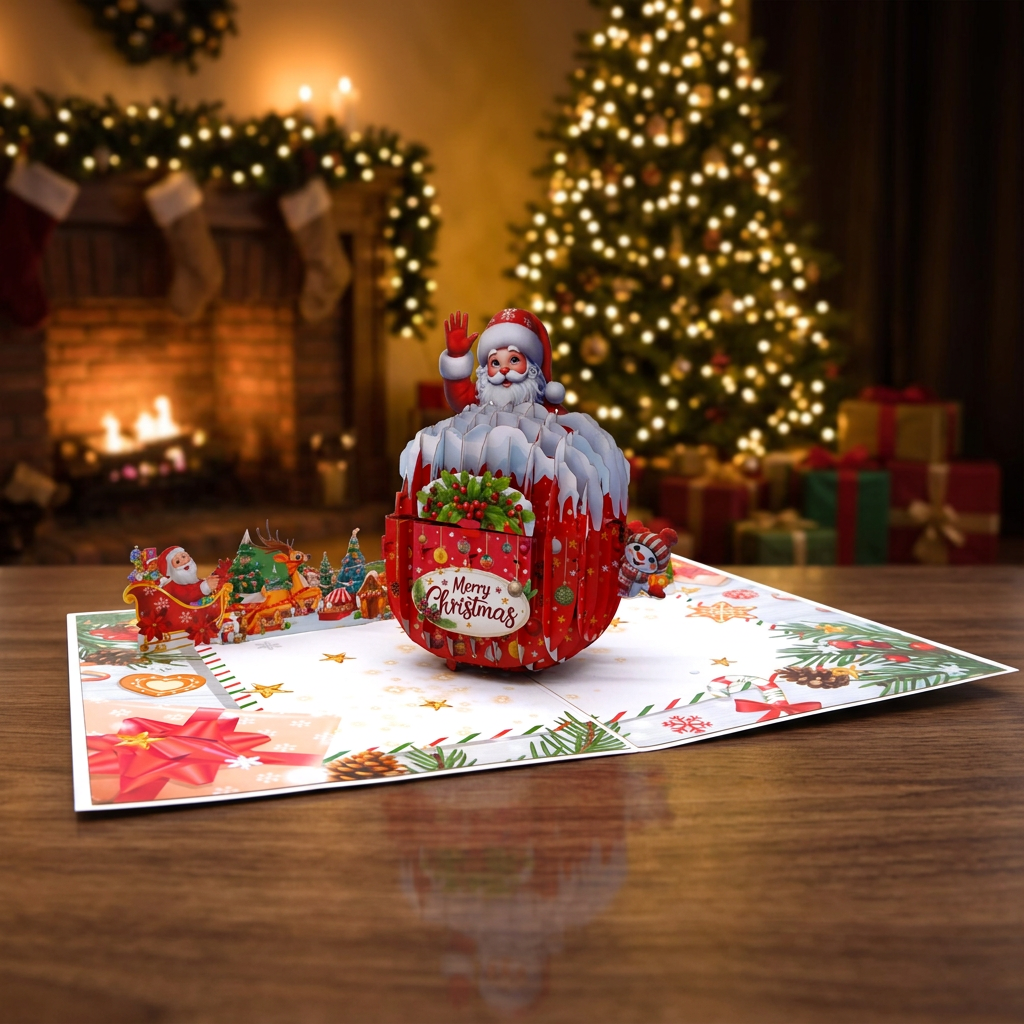 Santa Claus Pop-Up Card – Handmade 3D Christmas Greeting Card