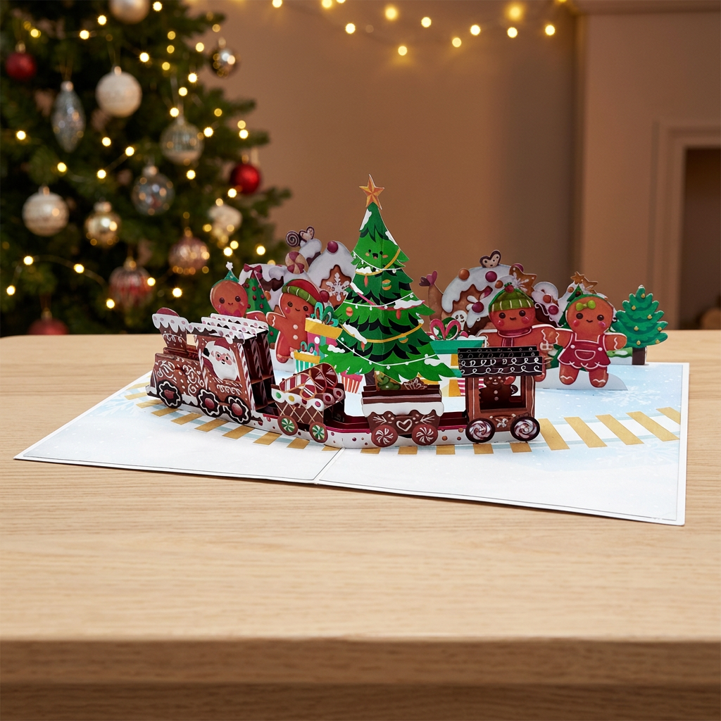 Gingerbread Train Pop-Up Card
