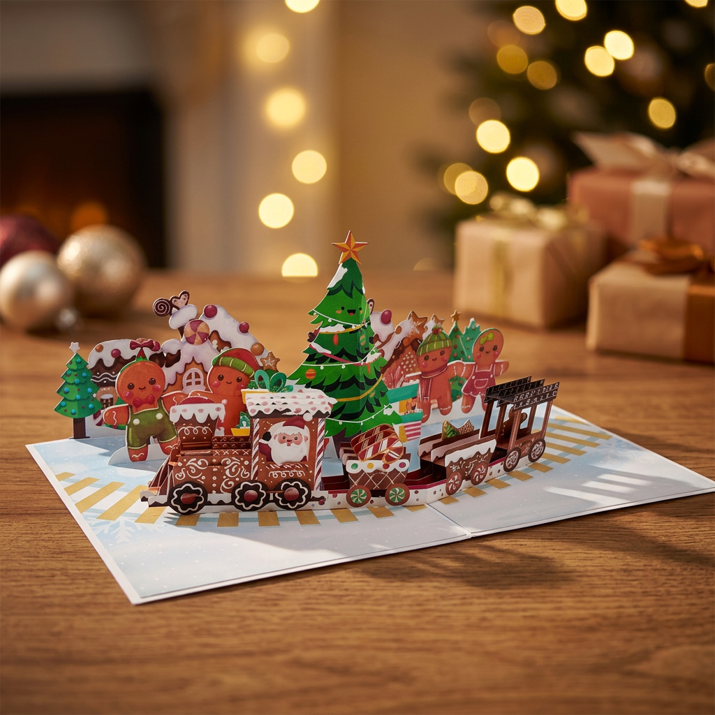 Gingerbread Train Pop-Up Card