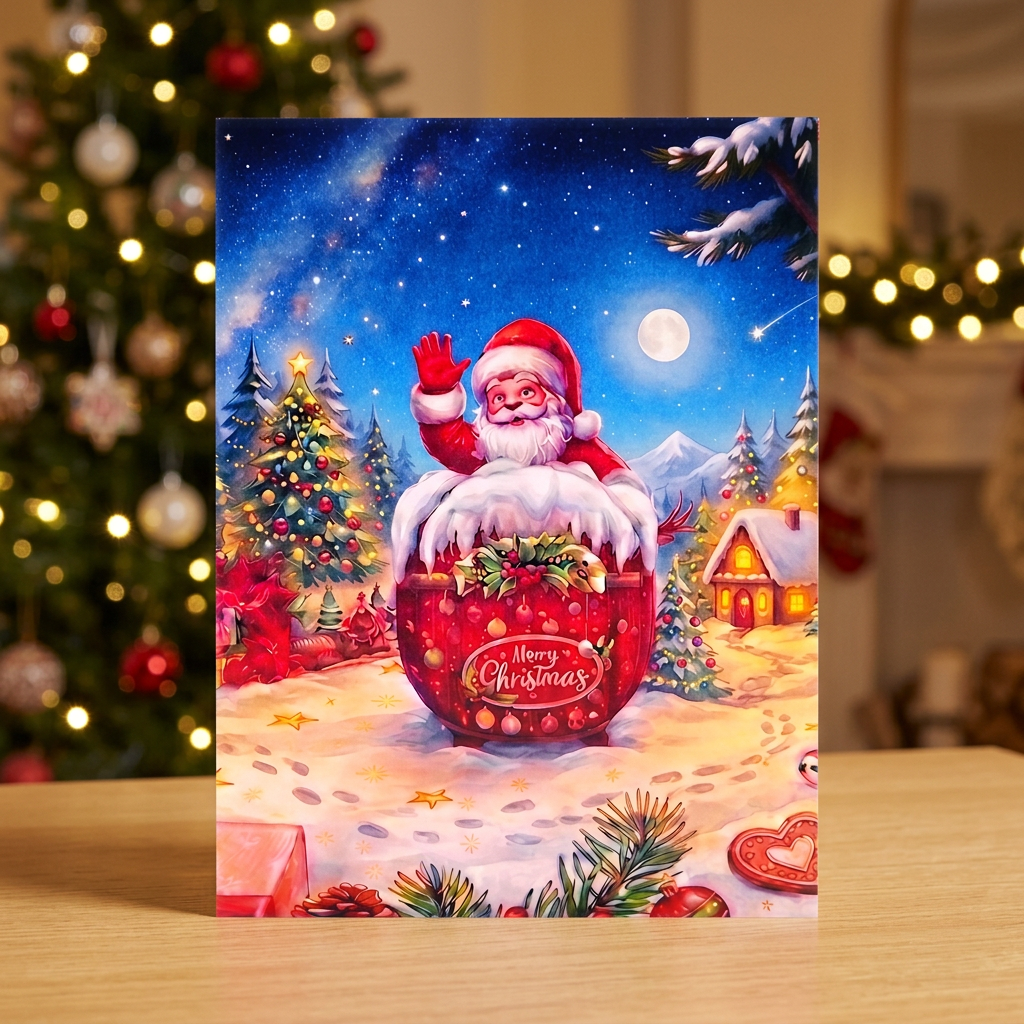 Santa Claus Pop-Up Card – Handmade 3D Christmas Greeting Card