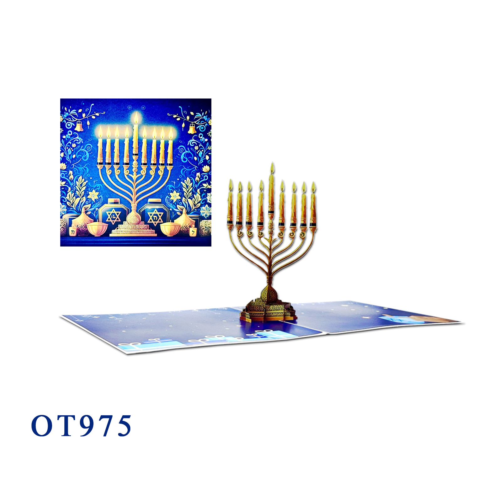 Hanukkah Menorah Pop-up Card | Handmade 3D Holiday Greeting