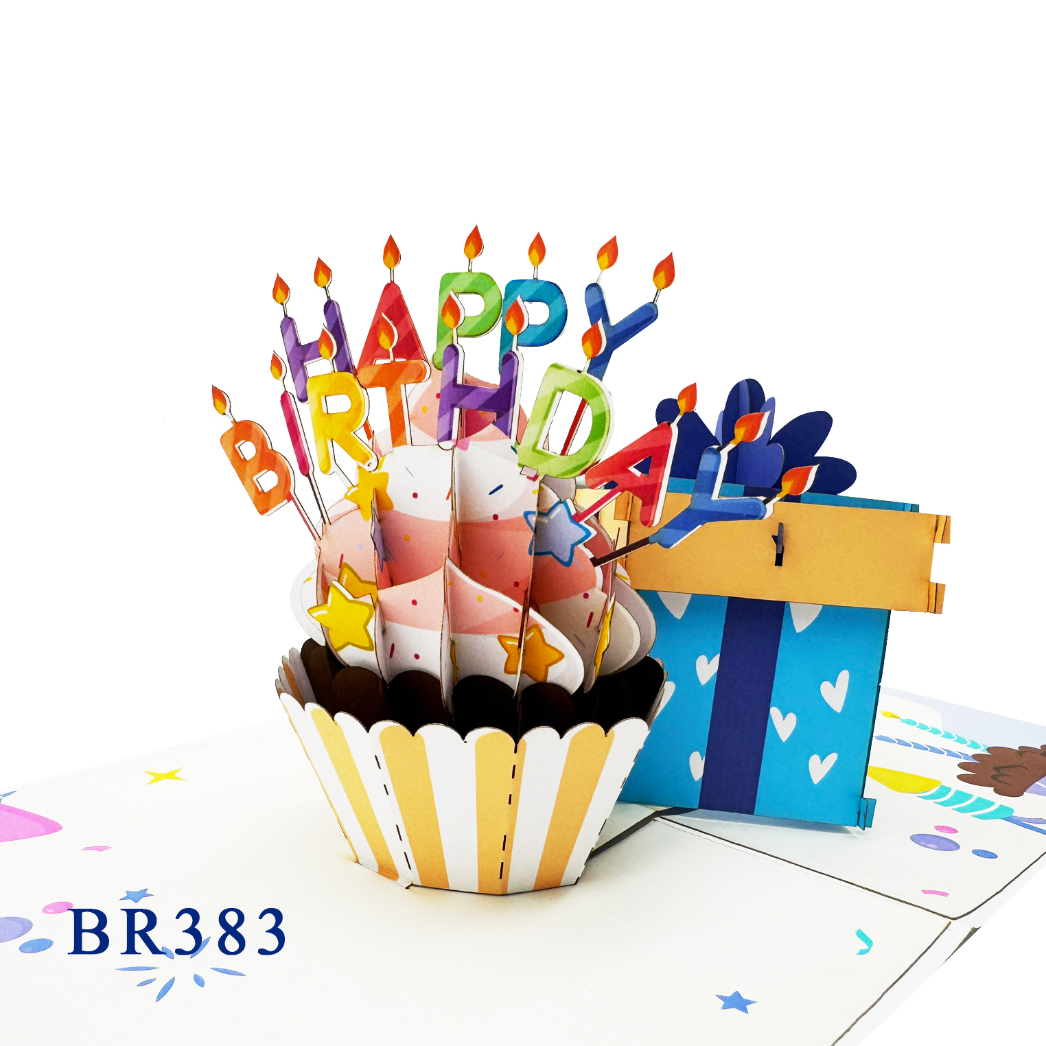 Happy Birthday Cupcake & Present Box Pop Up Card