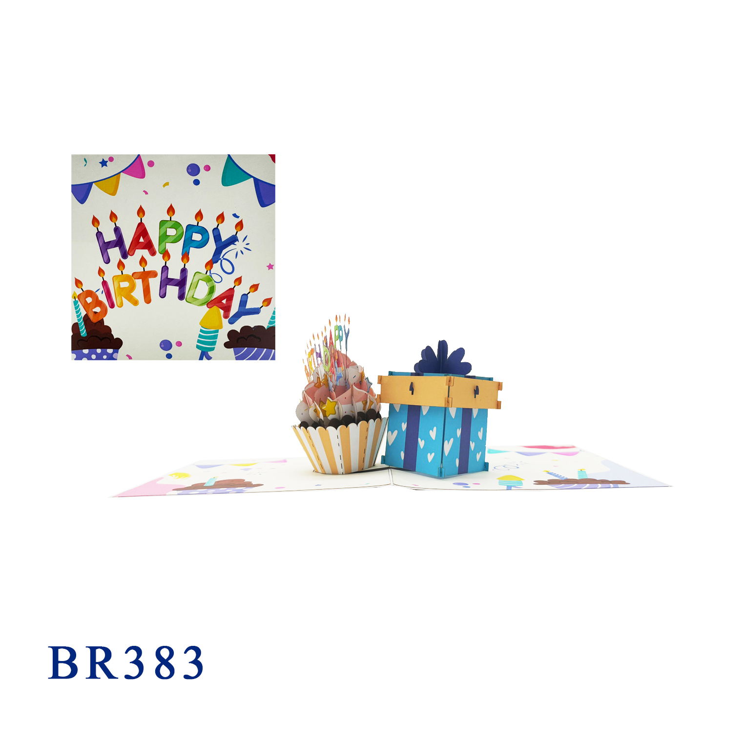 Happy Birthday Cupcake & Present Box Pop Up Card