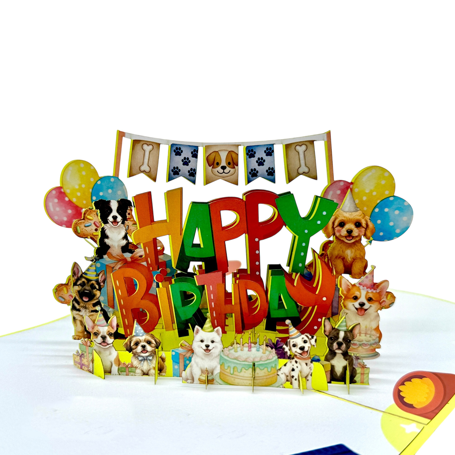 Happy Birthday Dogs Pop-up Card – 3D Birthday Greeting Card