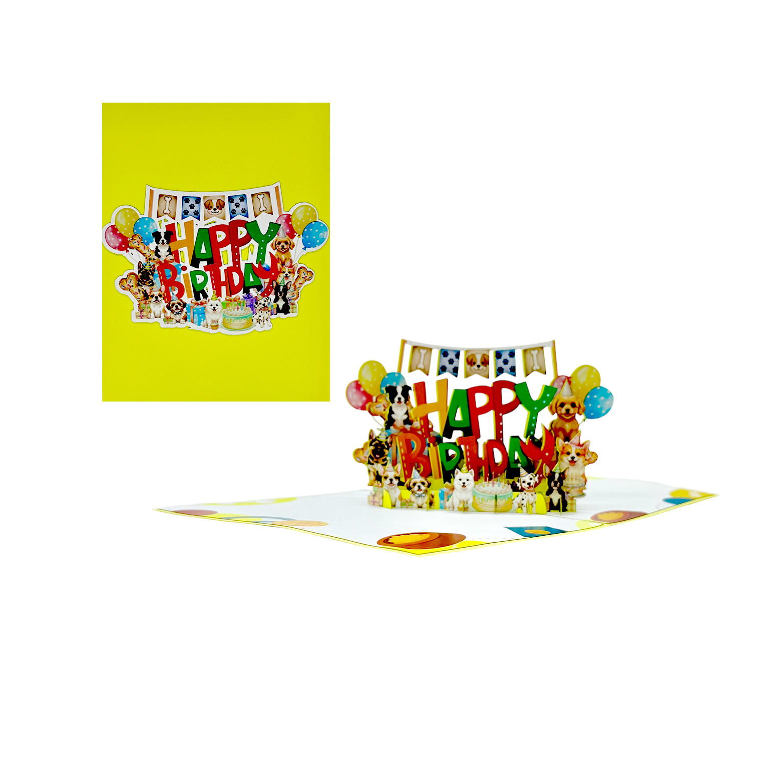 Happy Birthday Dogs Pop-up Card – 3D Birthday Greeting Card