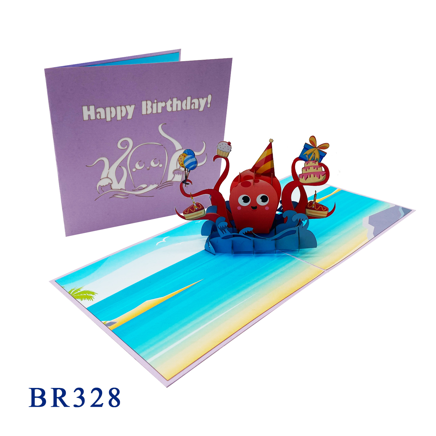 Happy Birthday Octopus Pop Up Card