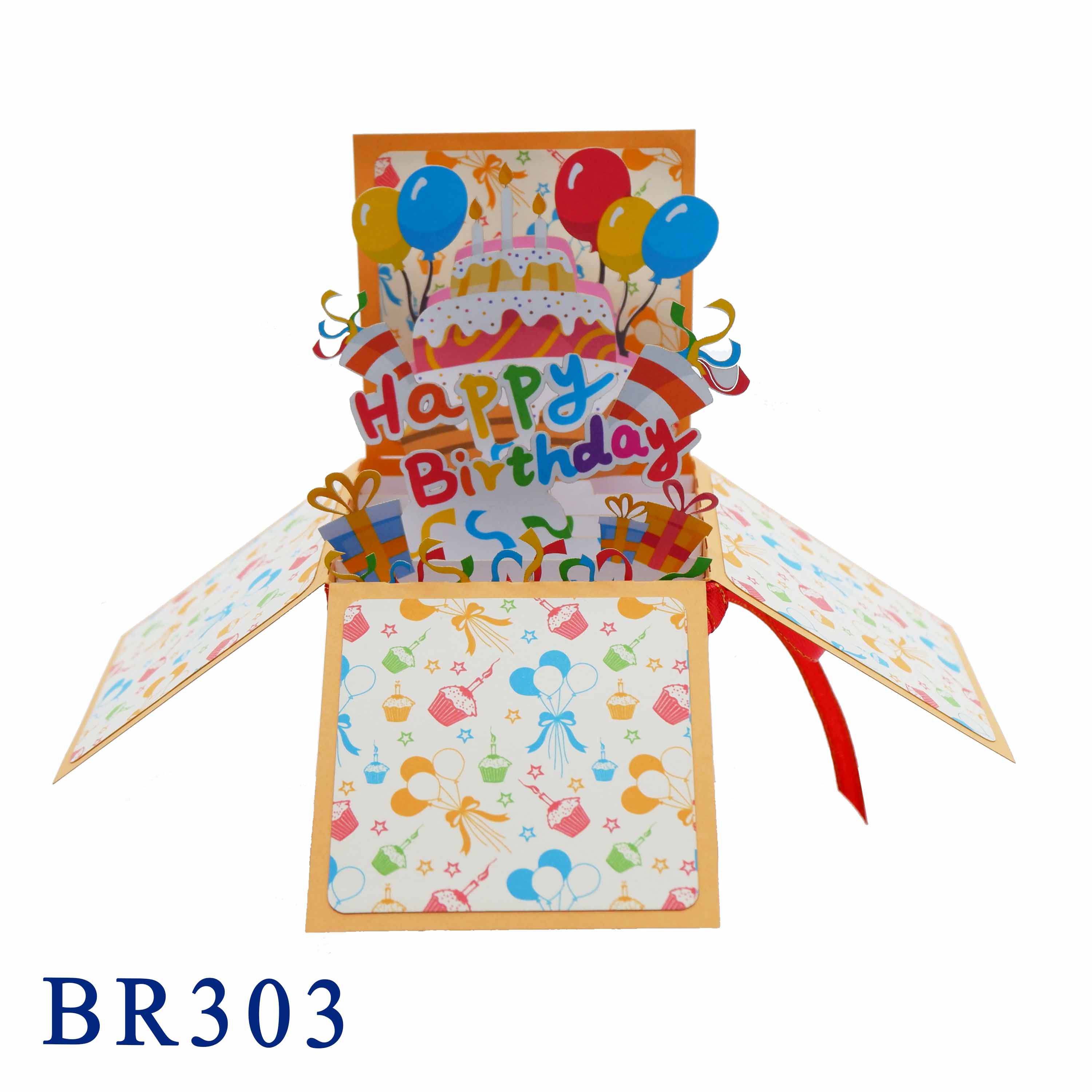 Happy Birthday Orange Pop Up Box