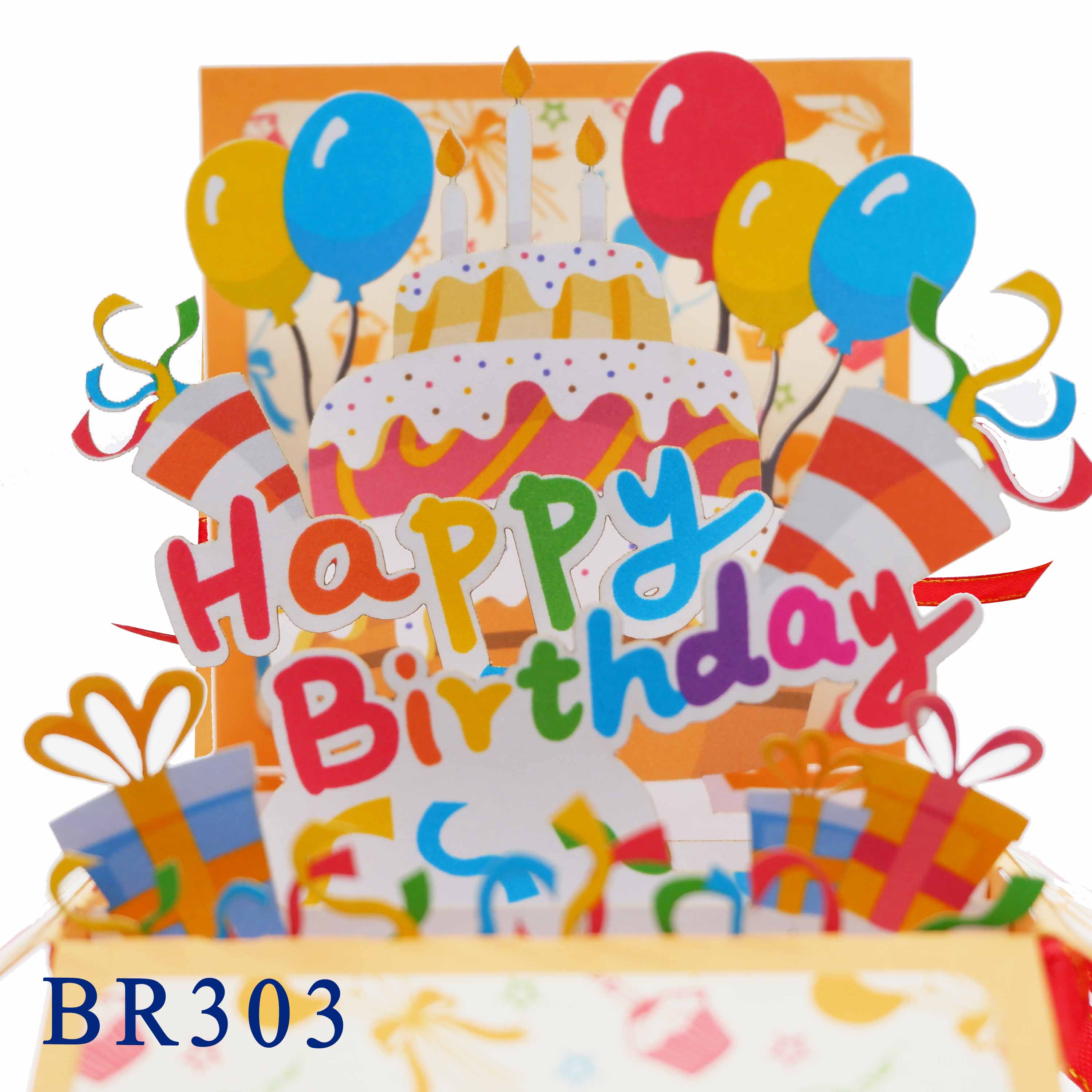Happy Birthday Orange Pop Up Box