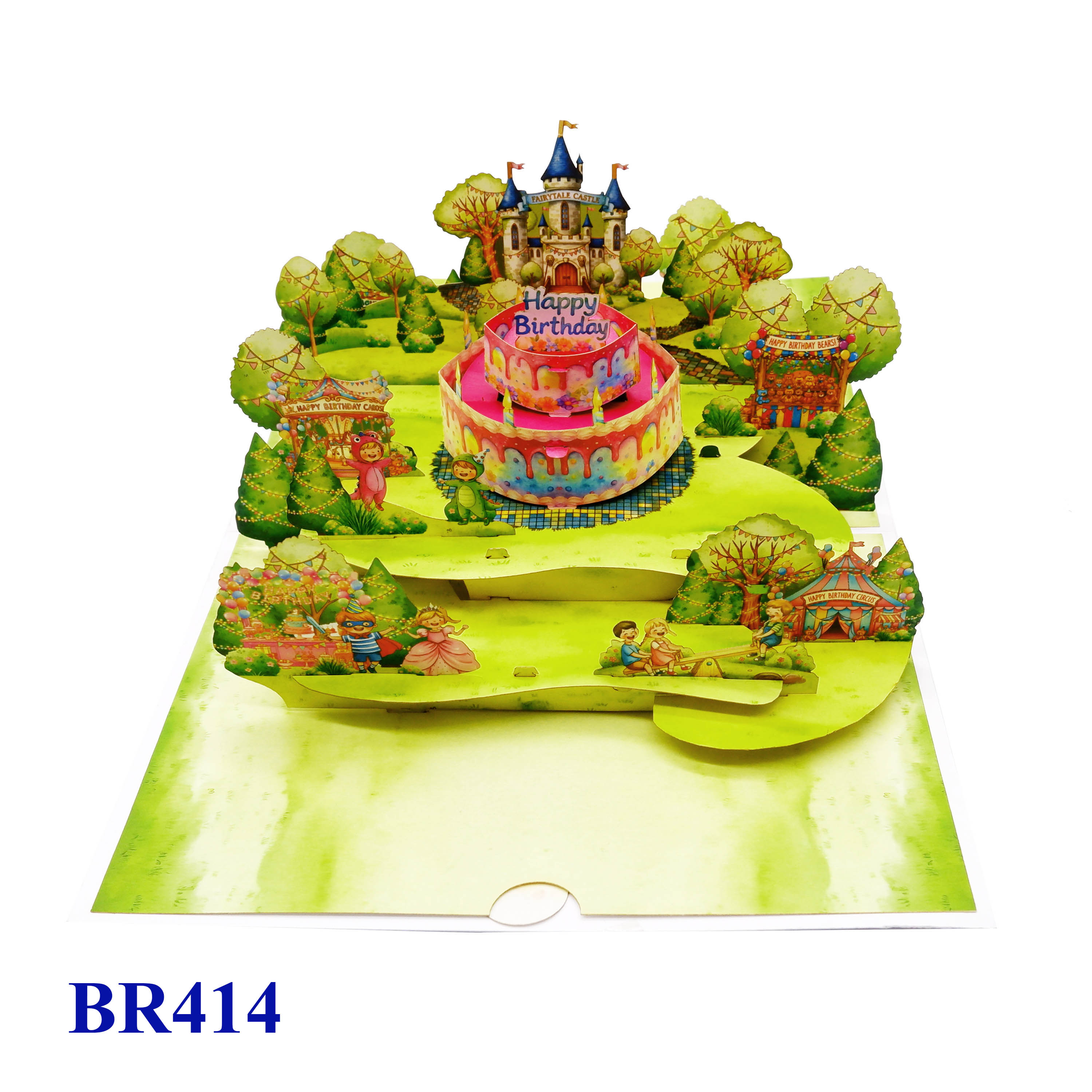 Happy Birthday Pop-Up Card – 3D Birthday Cake & Fairytale Castle