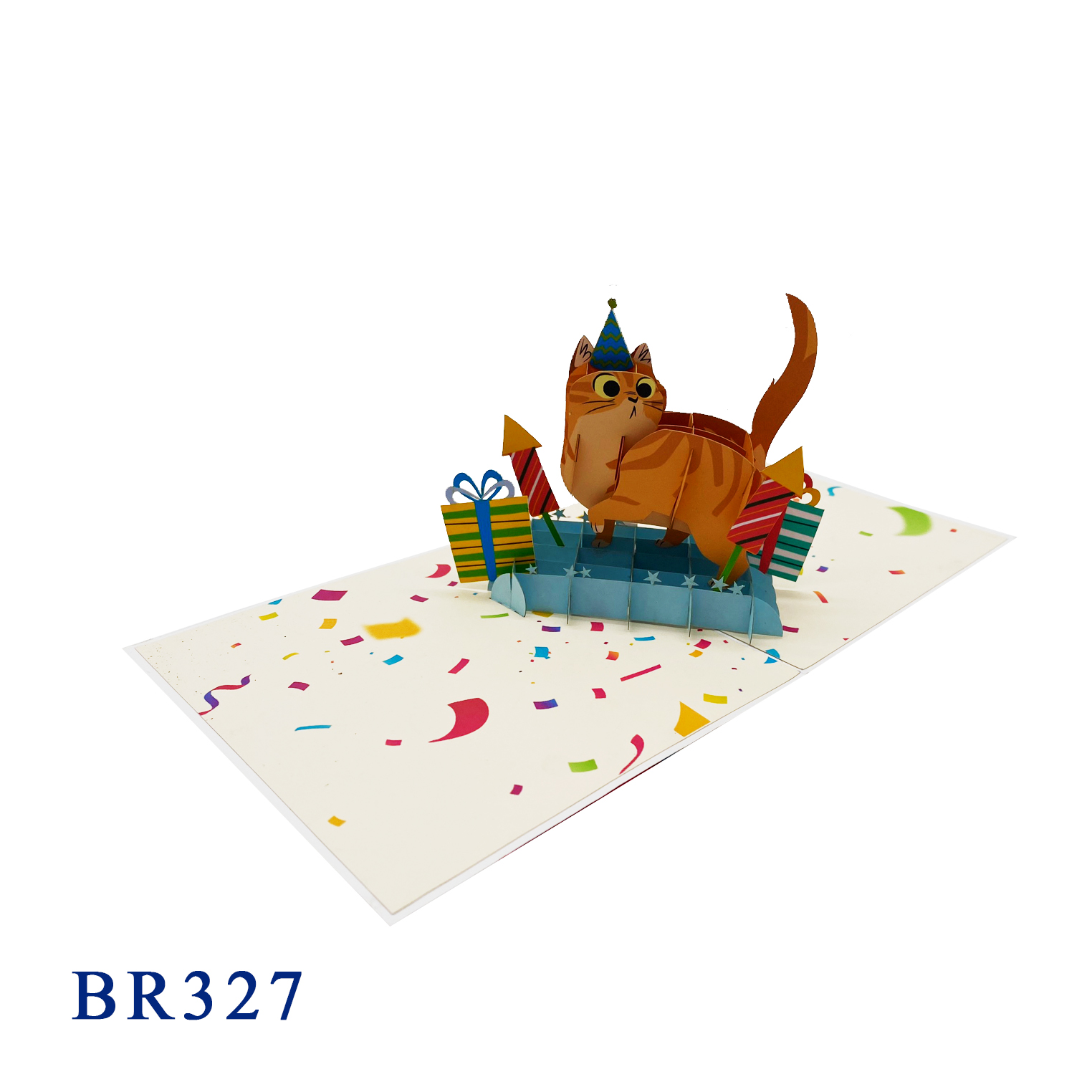 Happy Birthday Yellow Kitten Pop Up Card