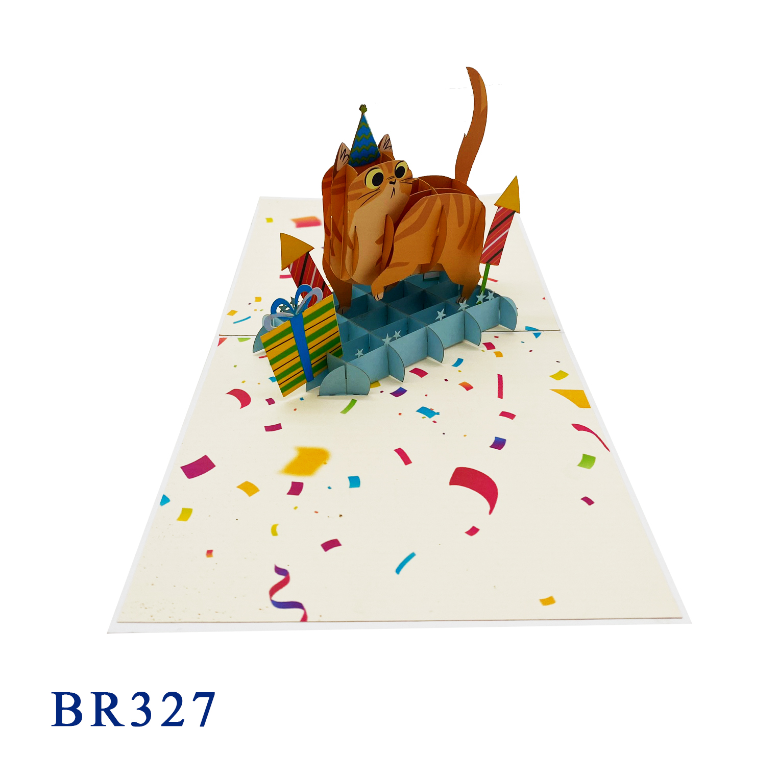 Happy Birthday Yellow Kitten Pop Up Card