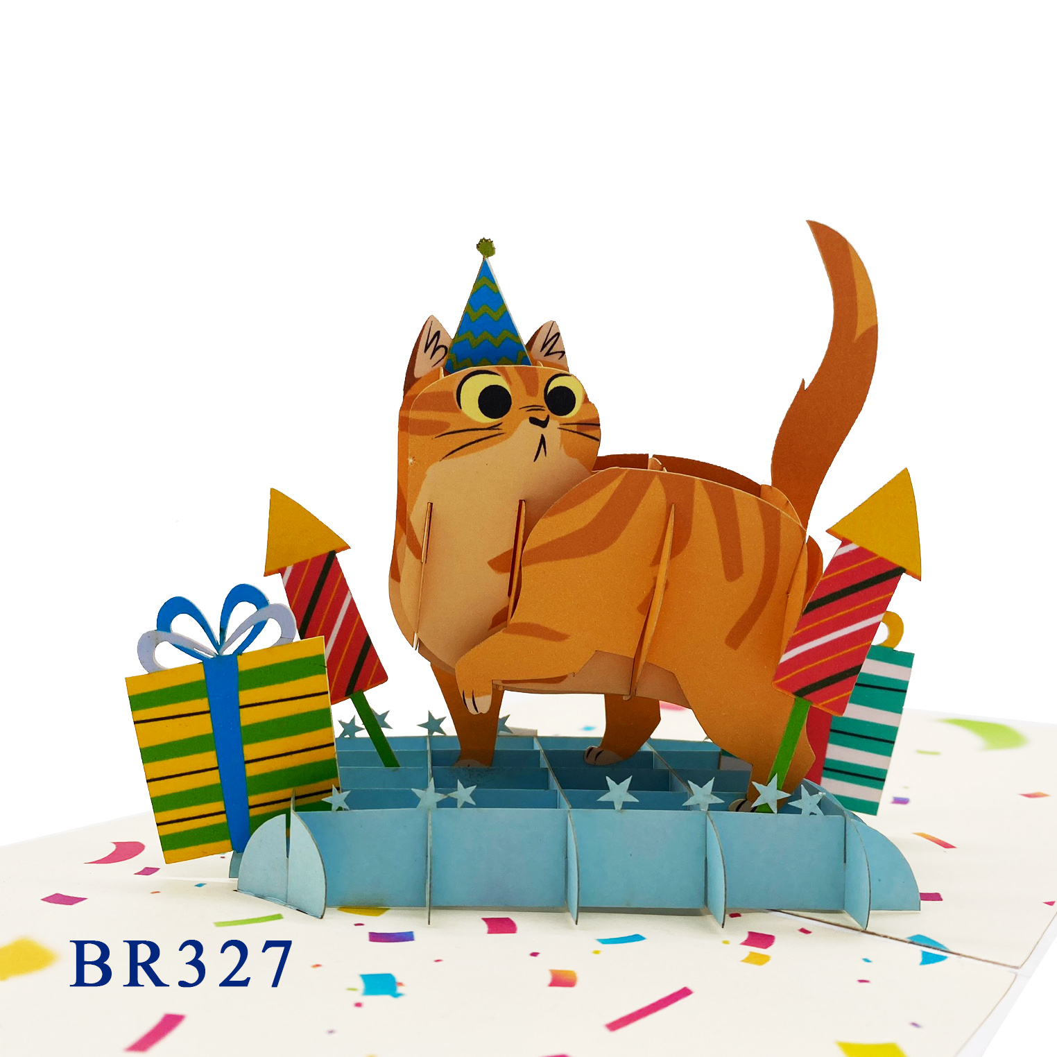Happy Birthday Yellow Kitten Pop Up Card Happy Birthday Yellow Kitten Pop Up Card